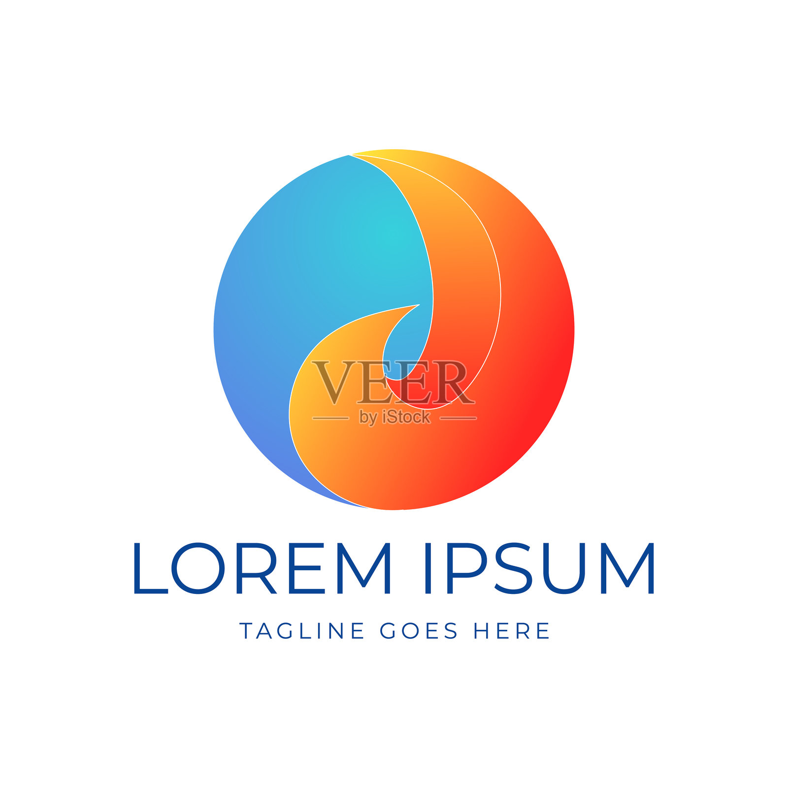 现代抽象圆形冷热元素用于加热和冷却企业标志设计插画图片素材