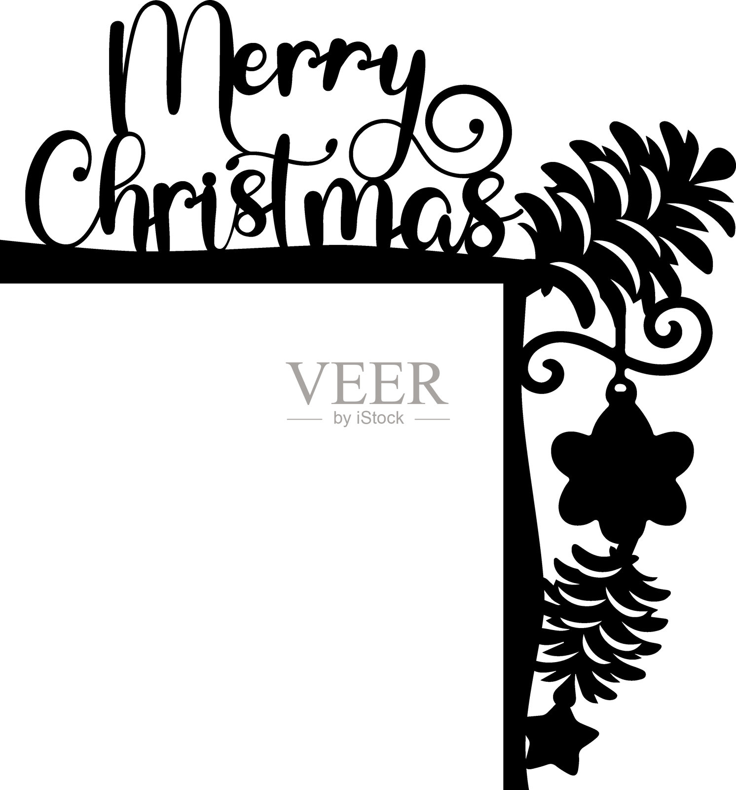 圣诞门装饰。可爱的圣诞角落装饰。剪纸设计插画图片素材