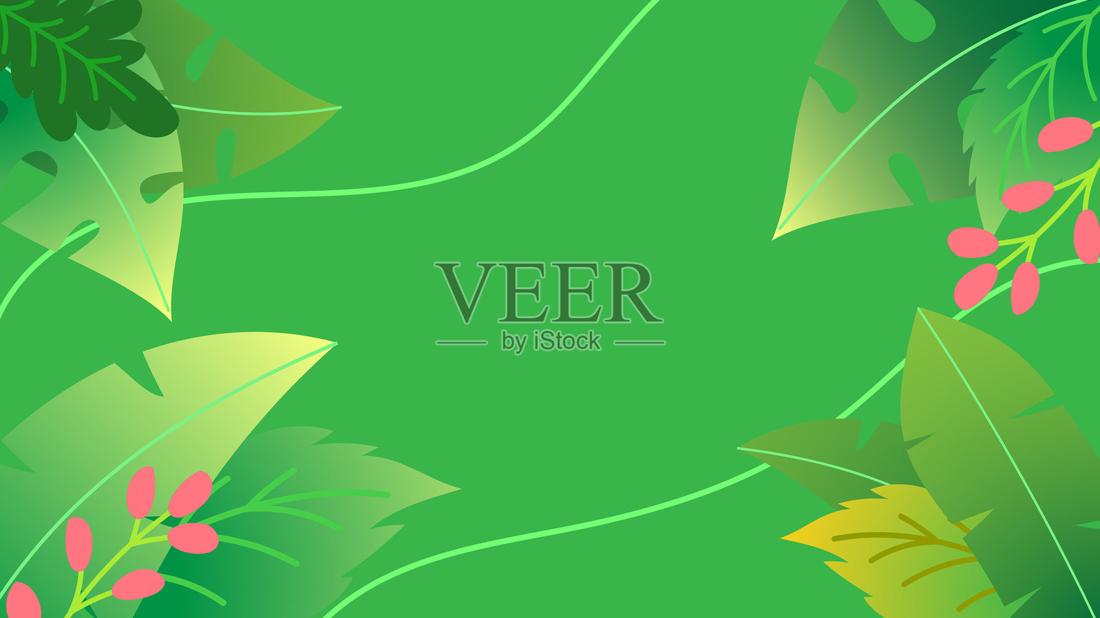 绿色叶子背景装饰框插画图片素材