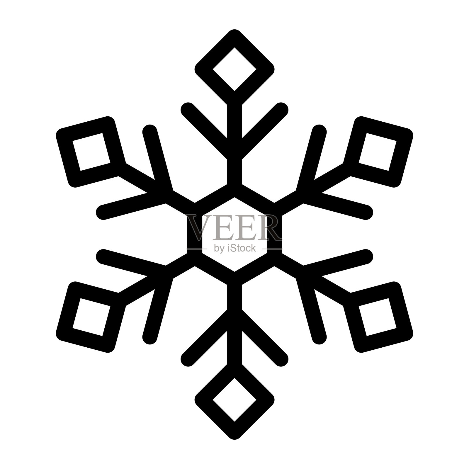 雪花线条图标，冬季相关的矢量符号。插画图片素材