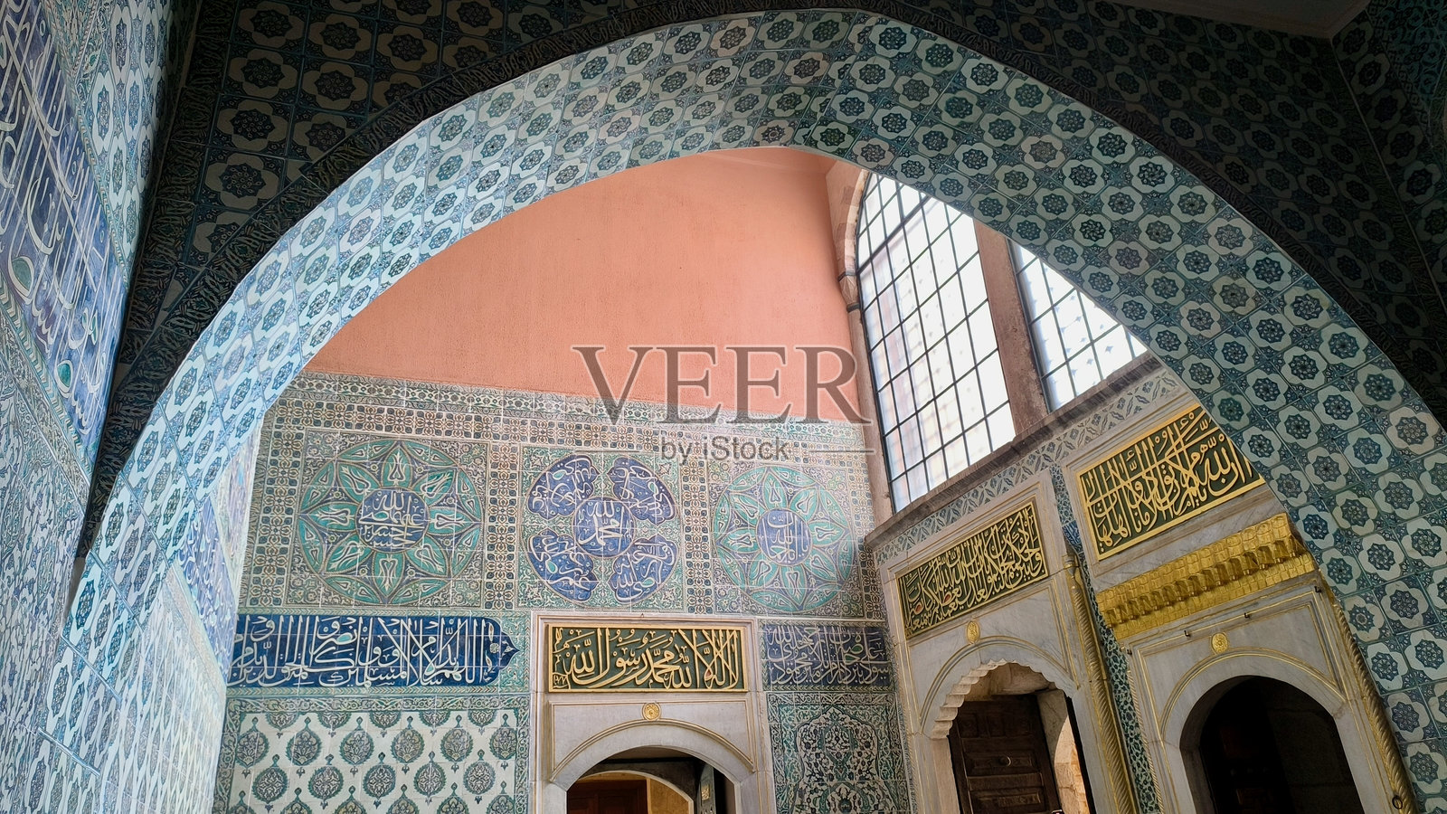 托普卡帕宫内复杂的瓷砖图案（联合国教科文组织世界遗产）照片摄影图片