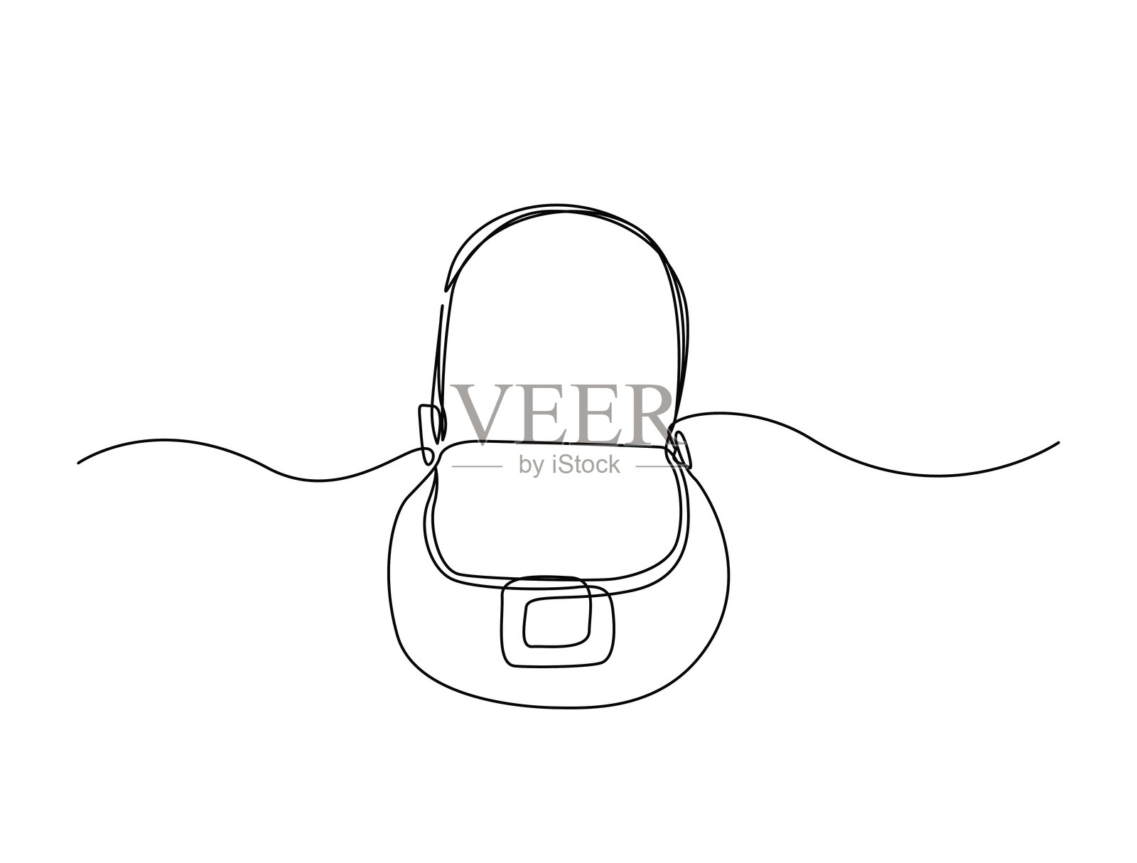 女性手提包的连续单线绘图。女士包单线艺术矢量插图。可编辑矢量。插画图片素材