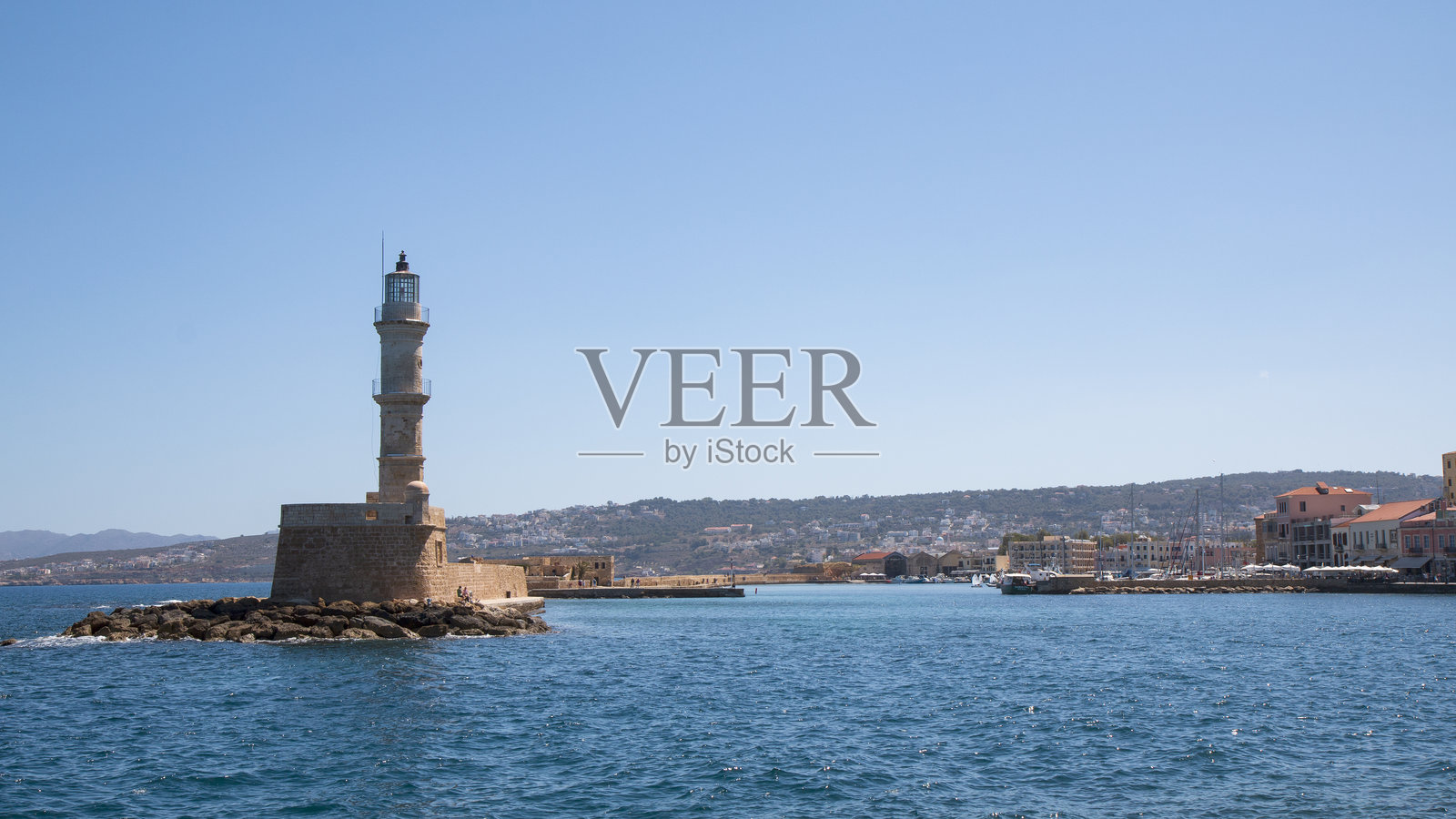 克里特岛上的灯塔照片摄影图片