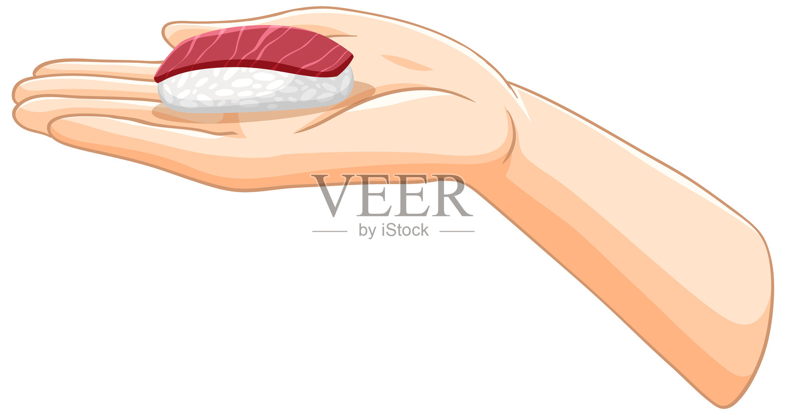 一只手轻轻地握着一块寿司插画图片素材