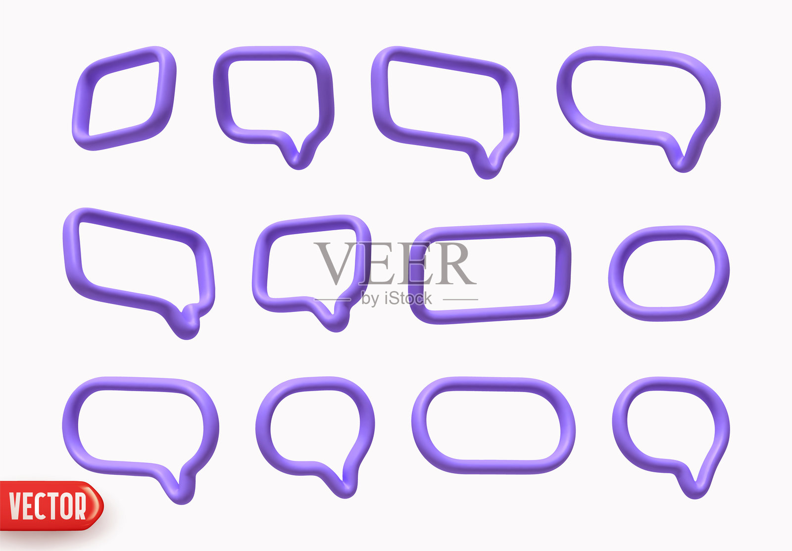 对话气泡。最小化的聊天对话气泡线条图标。真实的3D设计，独立于白色背景。矢量插图。插画图片素材