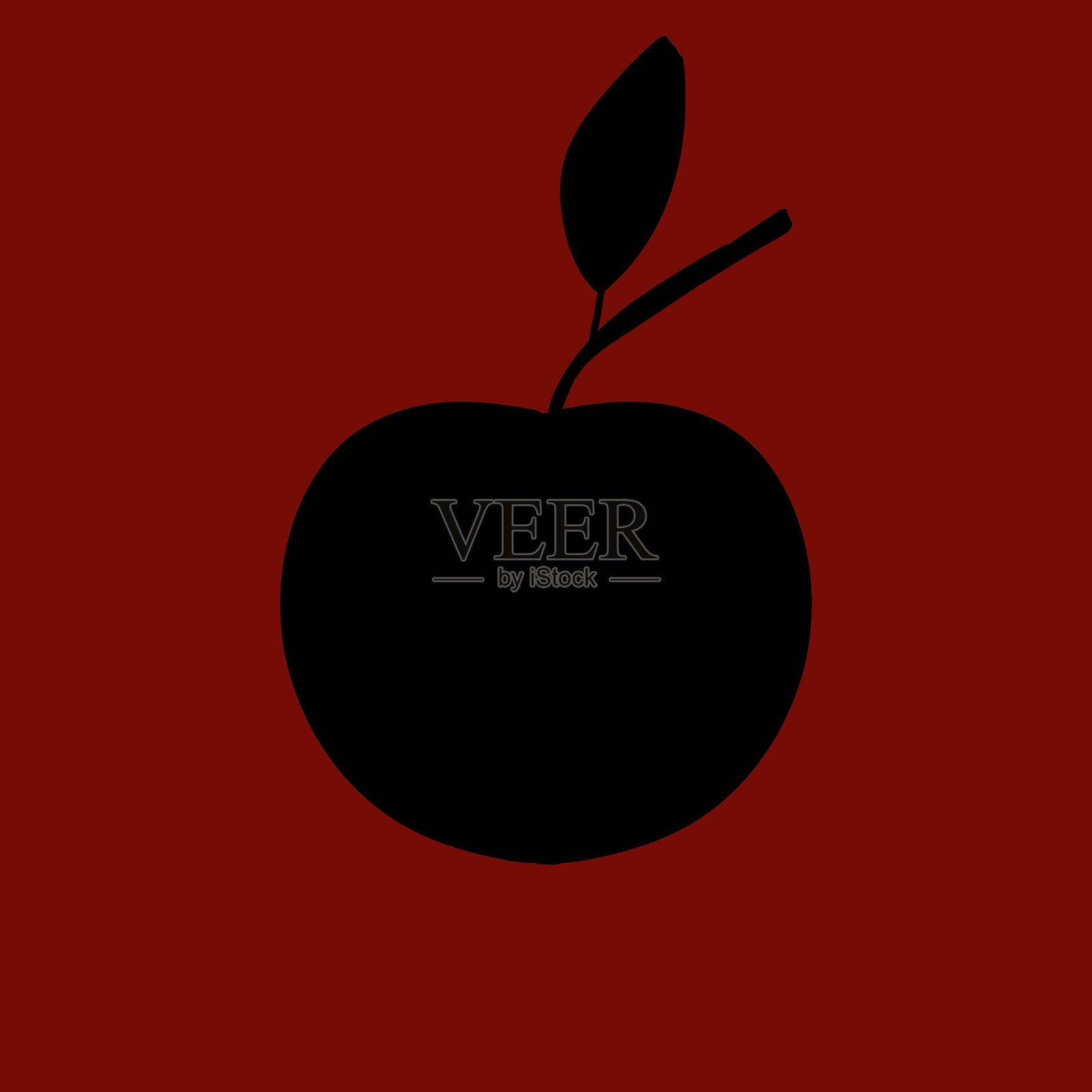 黑色苹果的模板，背景为棕色。苹果的插图，背景为肉桂色。照片摄影图片