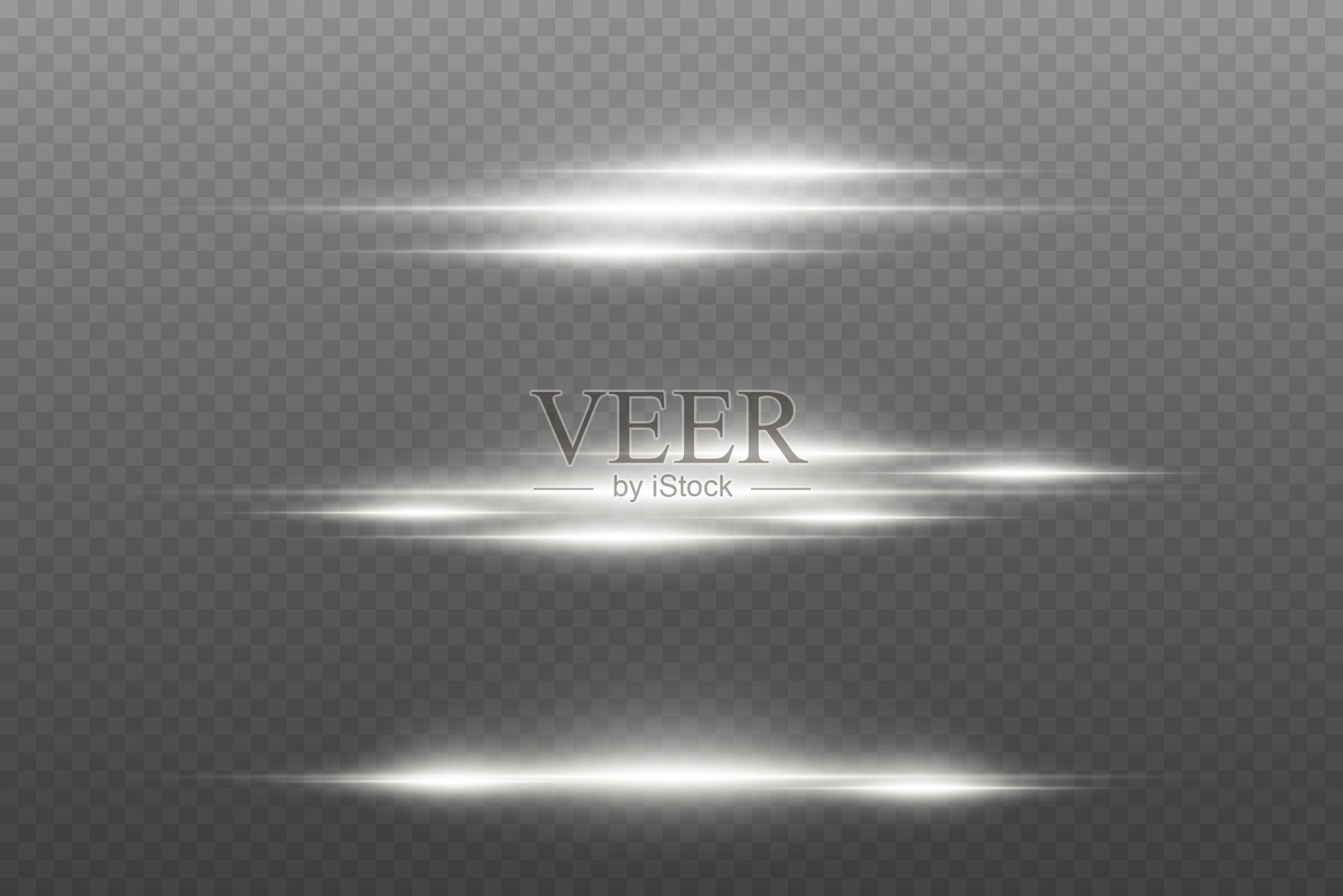 一组水平光线，激光效果的光束。插画图片素材