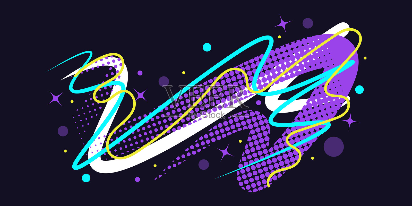 创意抽象背景，色彩斑斓的线条和半色调点，流行艺术风格。生动而充满活力的背景。插画图片素材