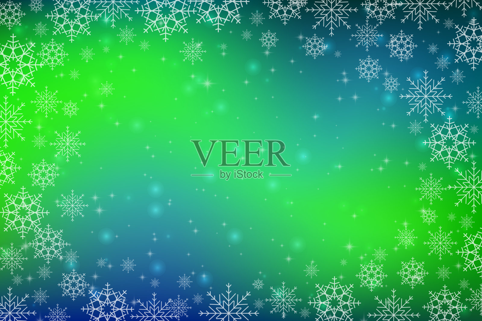 绿色圣诞背景与雪花插画图片素材