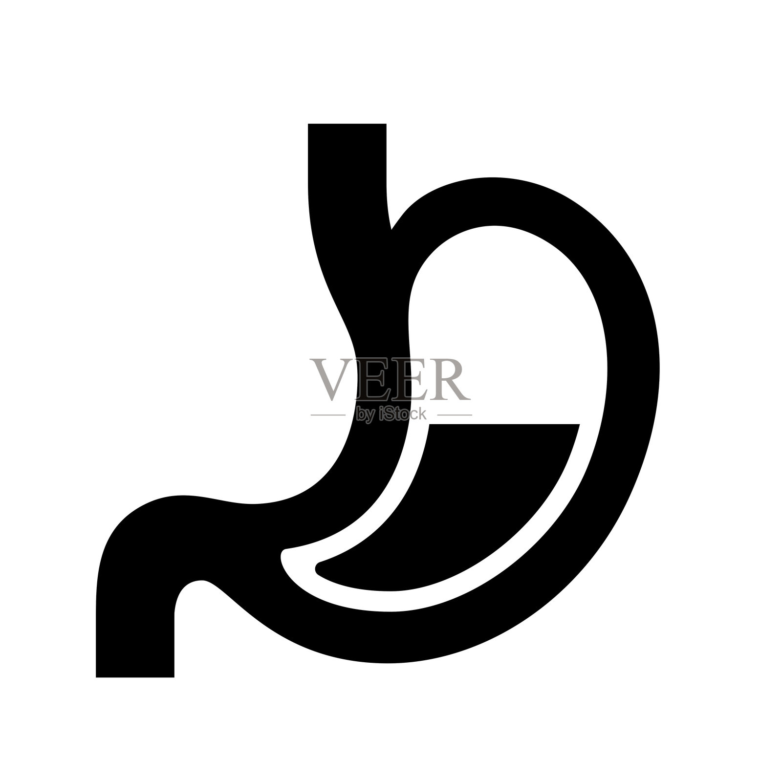 人类胃部矢量轮廓图标插画图片素材