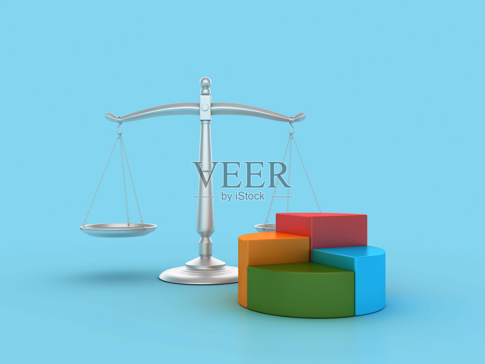 法律重量秤与饼图照片摄影图片