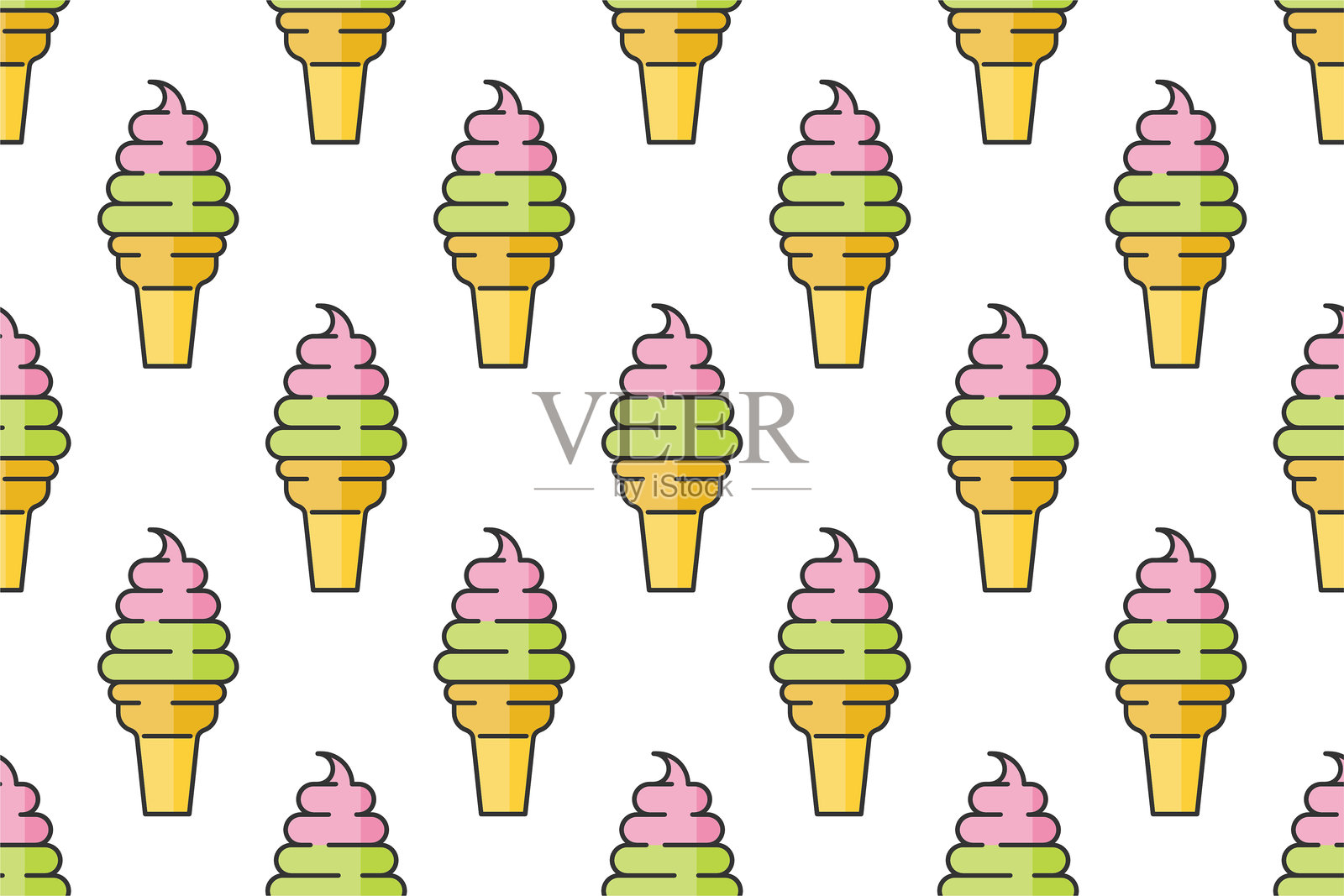 冰淇淋无缝图案背景模板插画图片素材