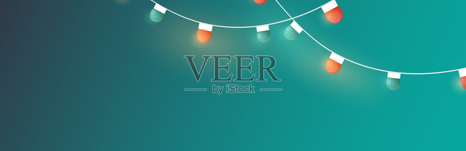 明亮的横幅设计，带有发光的花环。现成横幅模板的设计。新年背景的设计。花环的矢量插图。插画图片素材