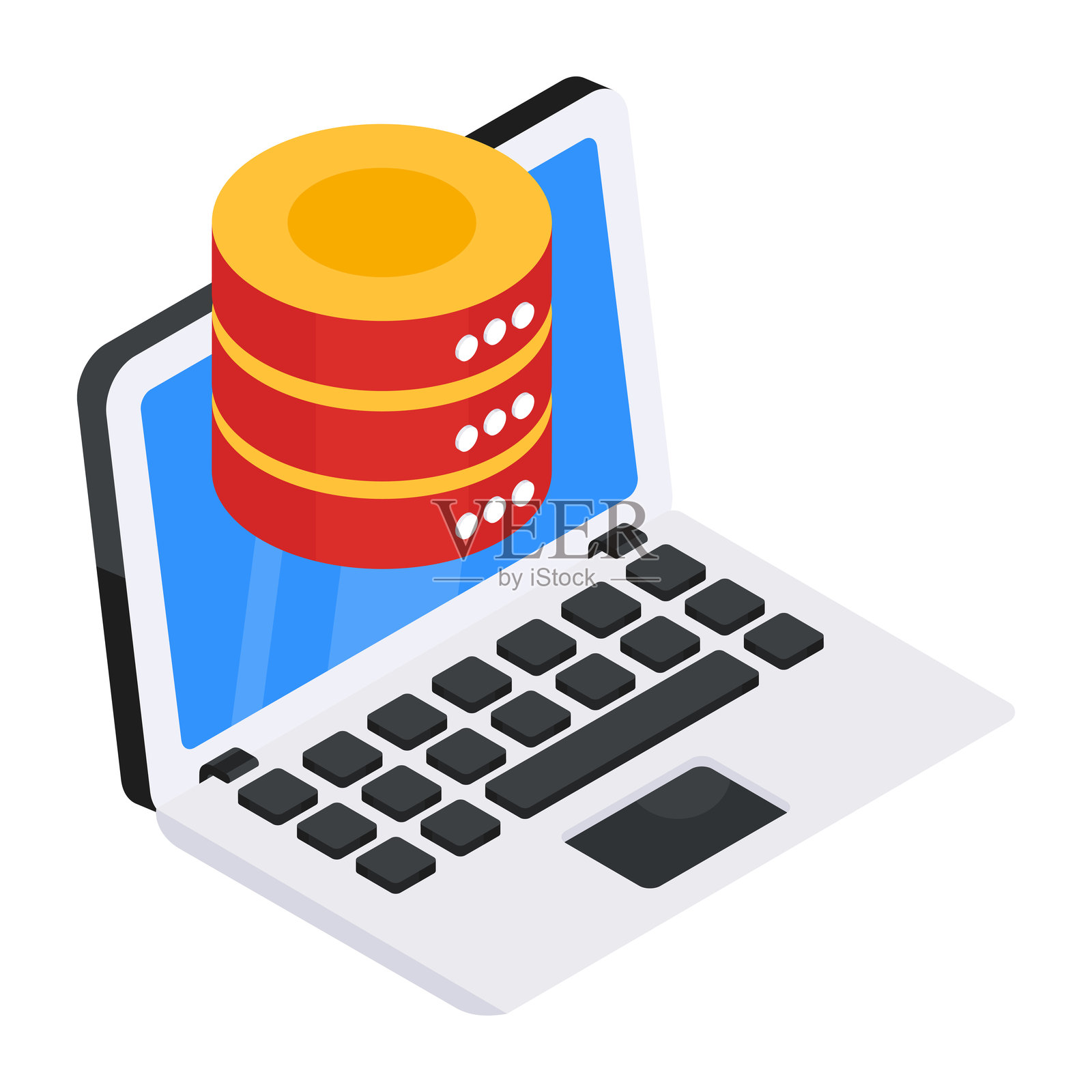 时尚的笔记本电脑数据库设计图标插画图片素材