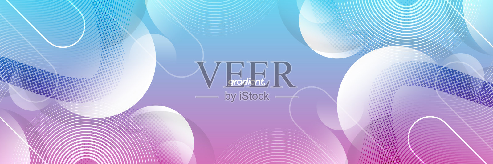 现代简约的蓝紫渐变抽象背景。带有几何圆形的创意横幅。插画图片素材