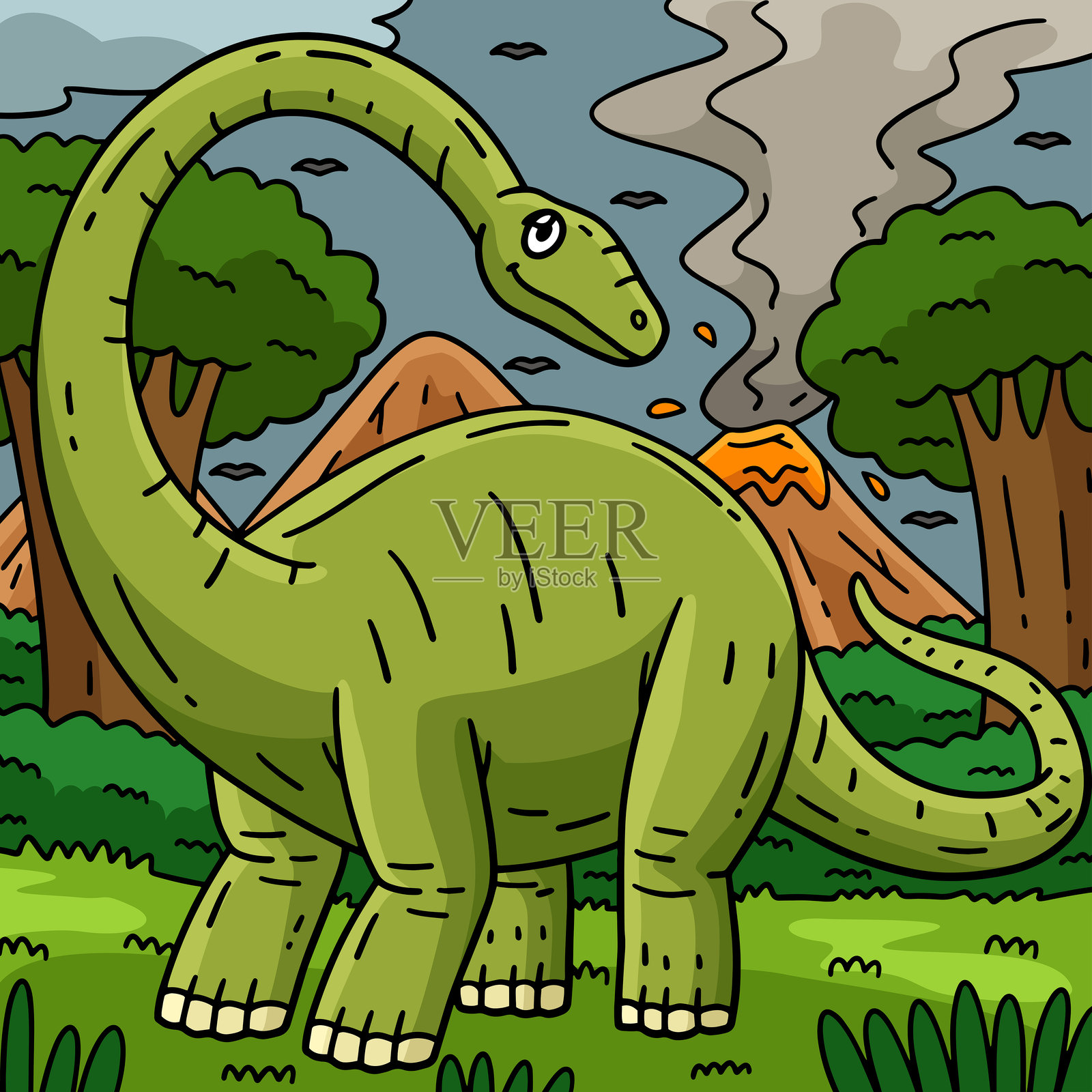 彩色卡通插图的雷龙插画图片素材