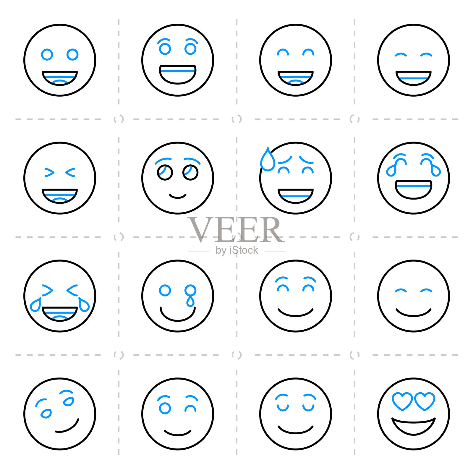 表情符号线条图标。插画图片素材