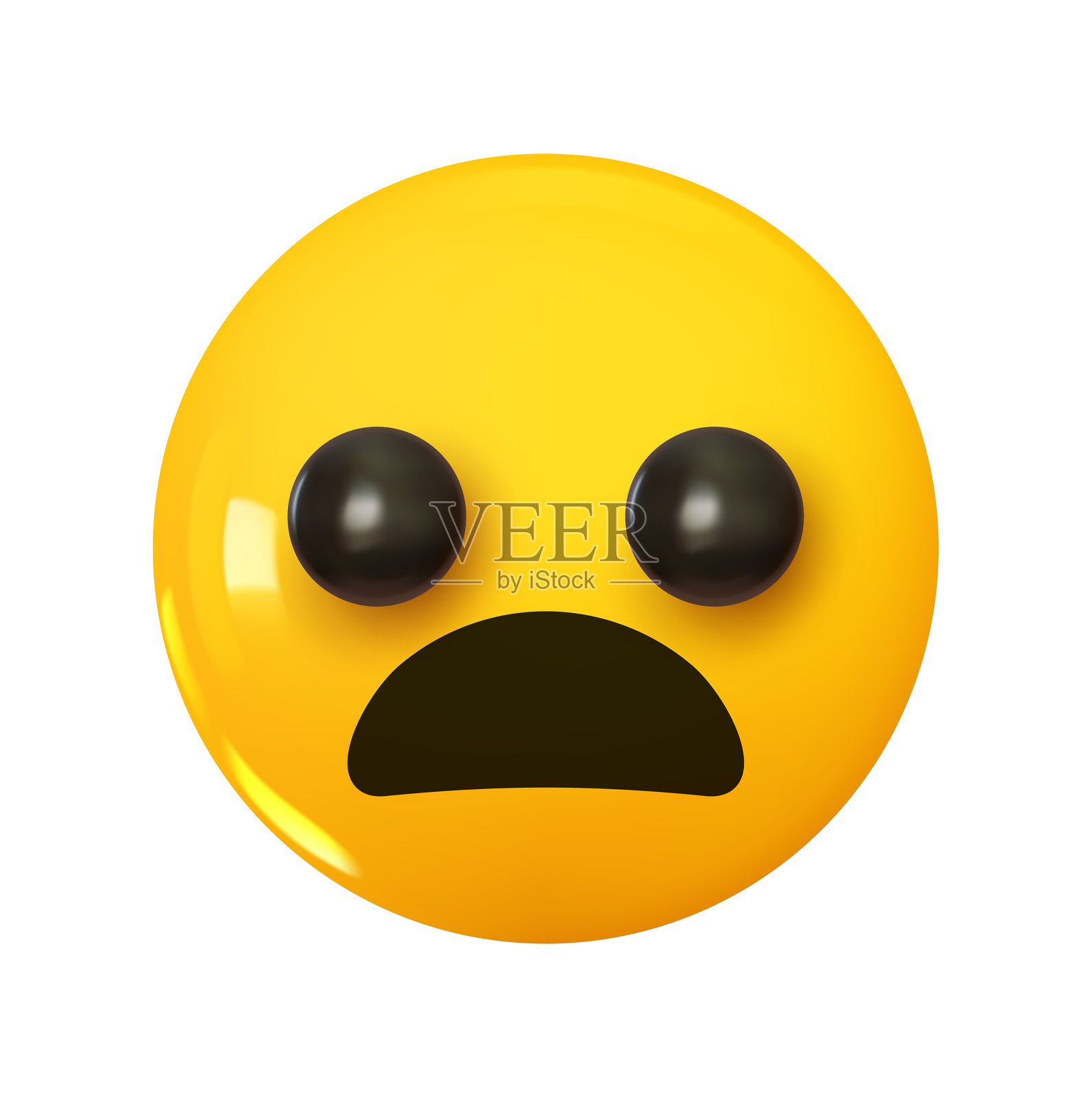 悲伤而沉思的表情符号。3D卡通图标。黄色圆形表情符号。矢量插图。插画图片素材