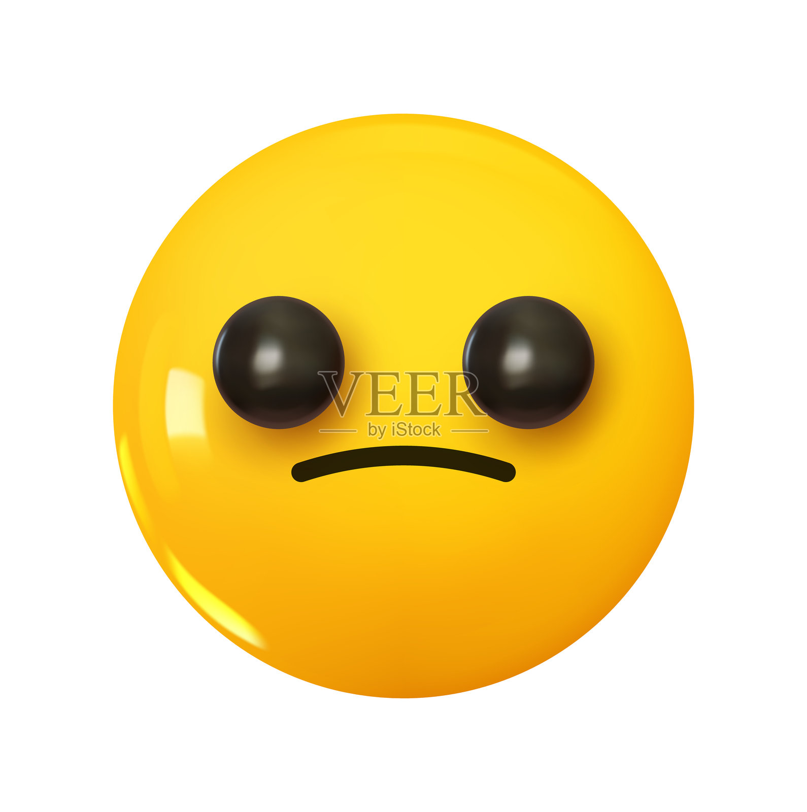 困惑的表情符号。情感3D卡通图标。黄色圆形表情符号。矢量插图插画图片素材