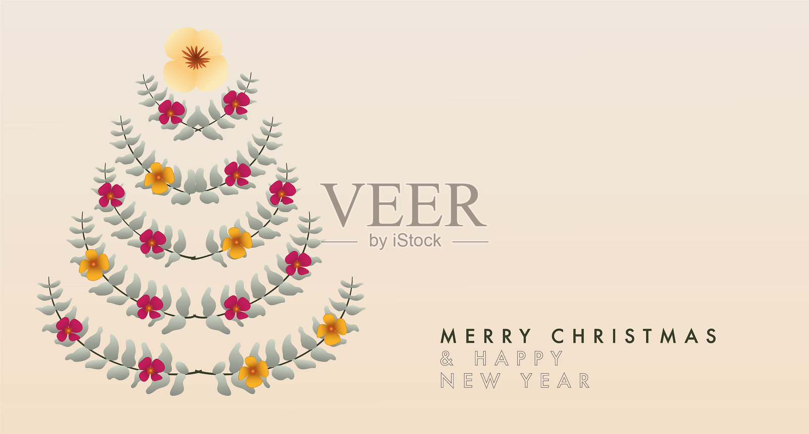 带有树枝的圣诞卡片插画图片素材