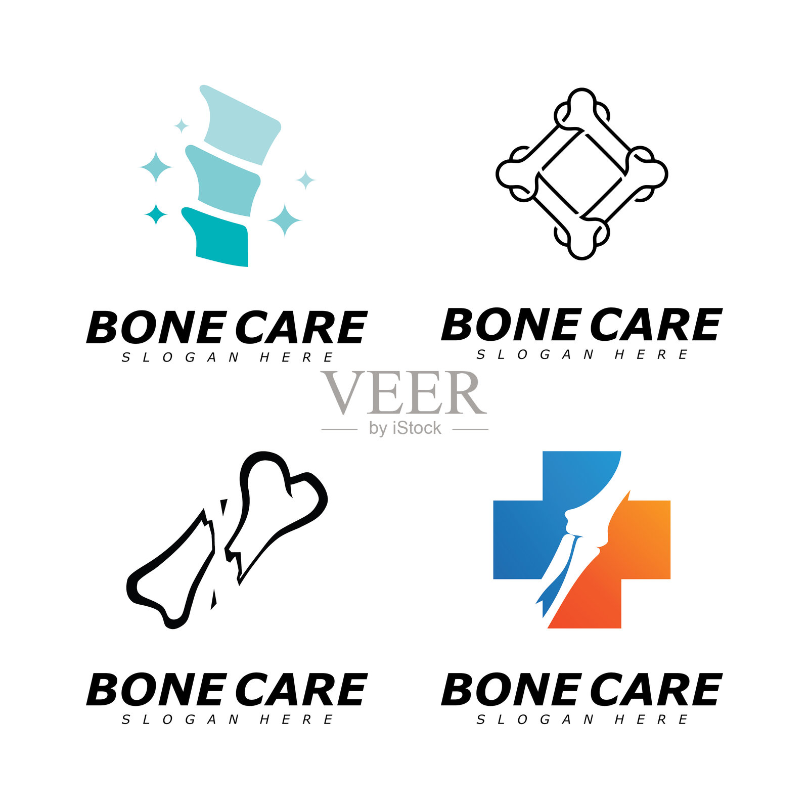 骨骼护理标志图标矢量模板插画图片素材