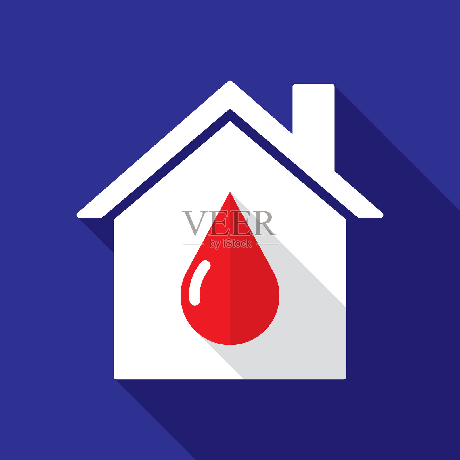 房屋血滴图标扁平设计插画图片素材