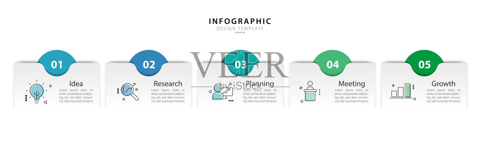 时间线创建者信息图，五步时间线旅程。插画图片素材
