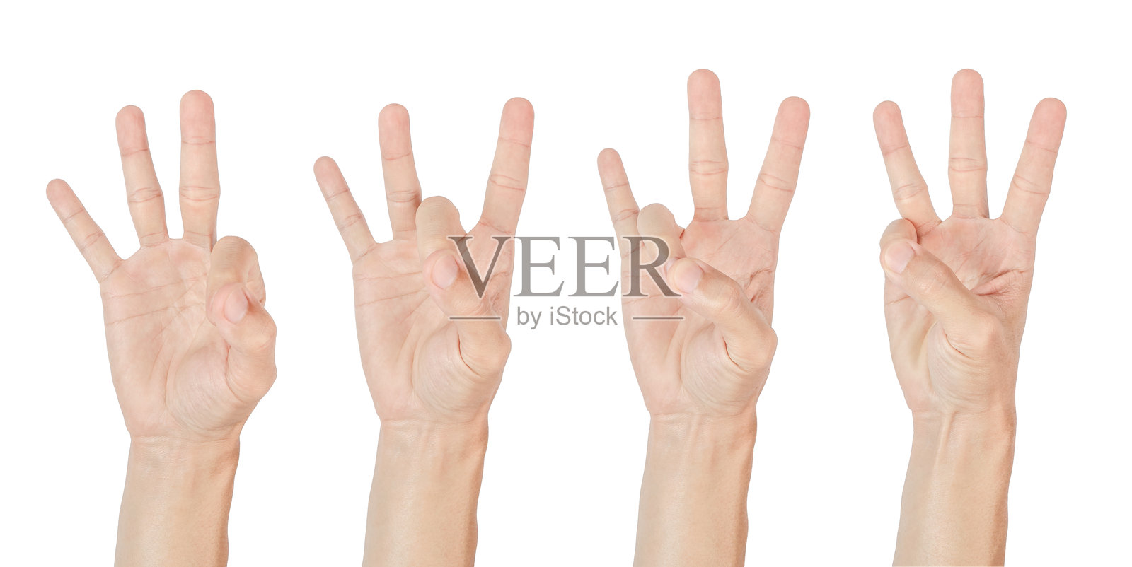人手从白色背景中剪切出来，手指做出手势照片摄影图片