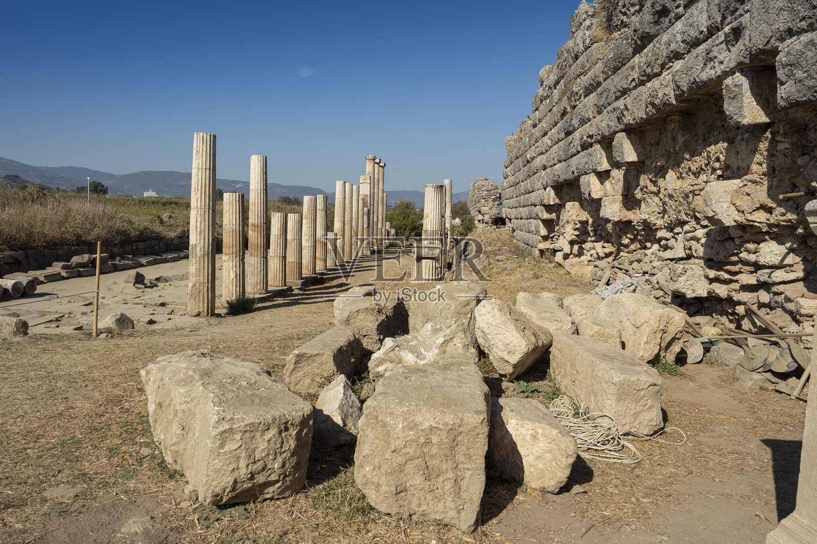 梅安德河上的马格尼西亚古城遗址，古希腊城市，位于爱奥尼亚，土耳其艾丁。照片摄影图片