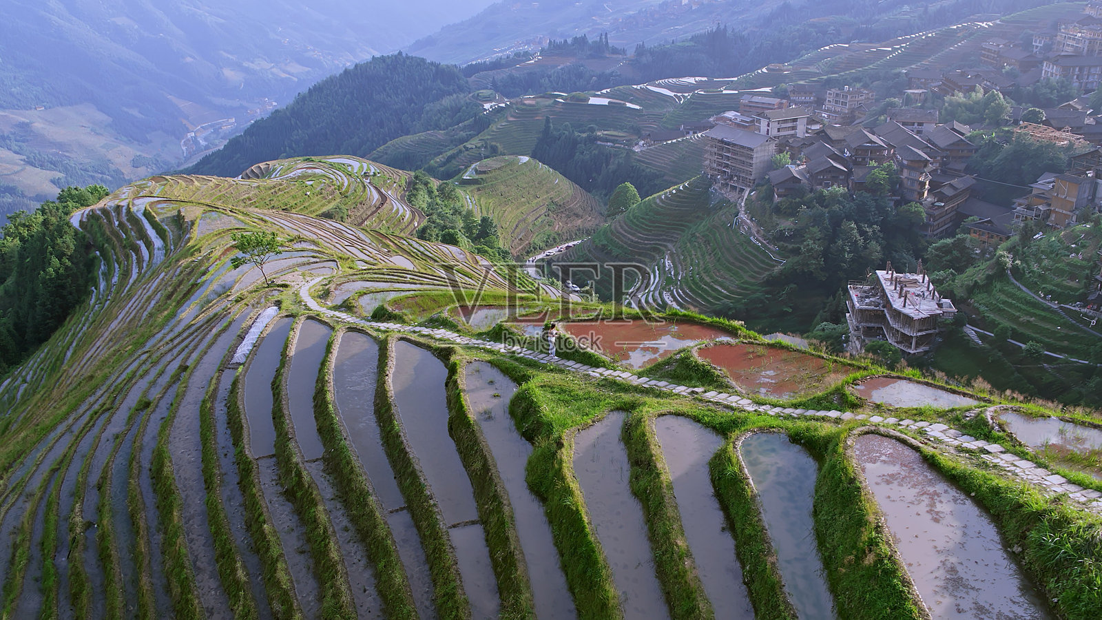 桂林龙脊梯田风景区，龙胜，广西，中国，亚洲。桂林喀斯特地貌。照片摄影图片