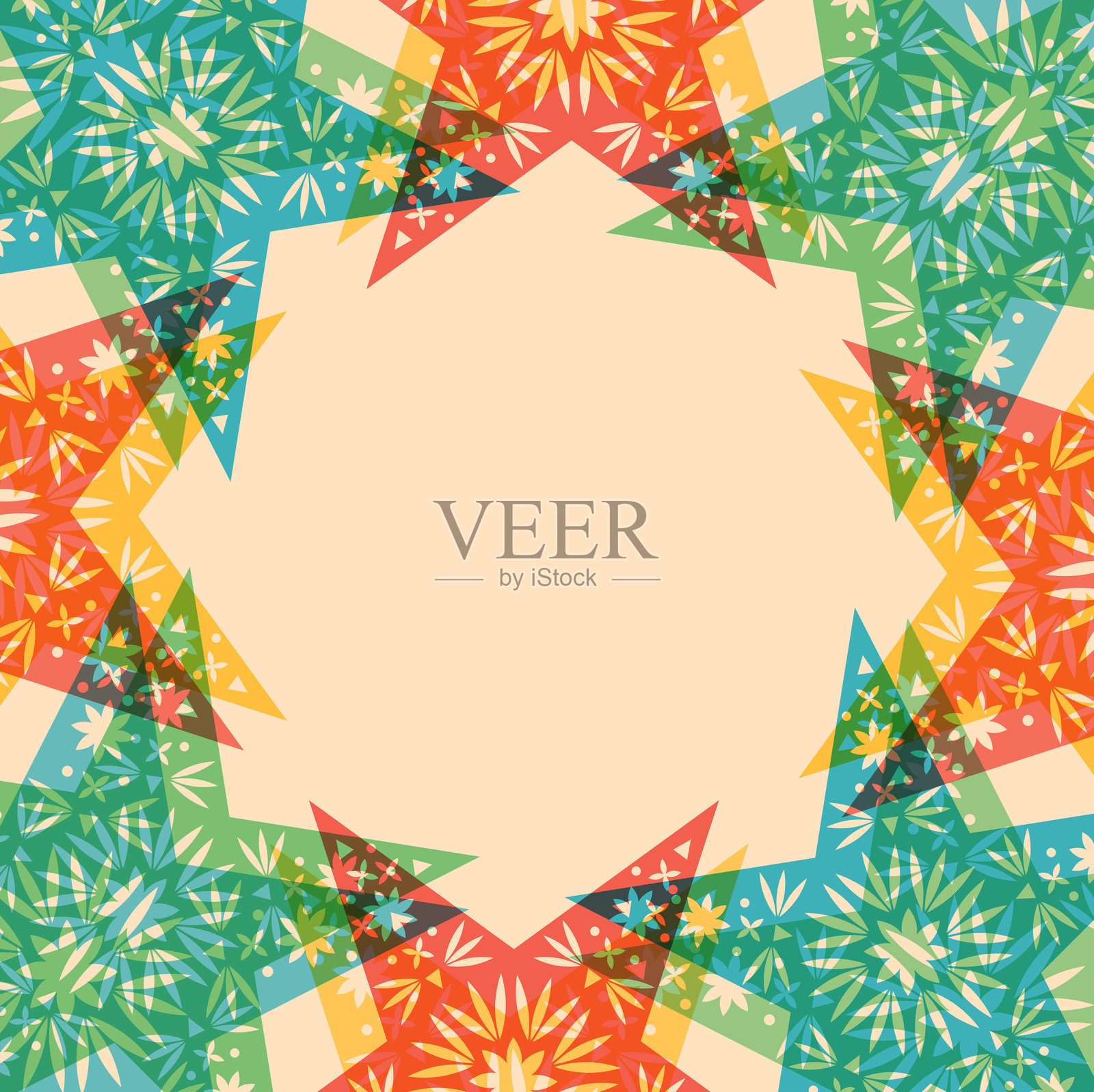 星星框架，剪切风格，彩色叠加插画图片素材