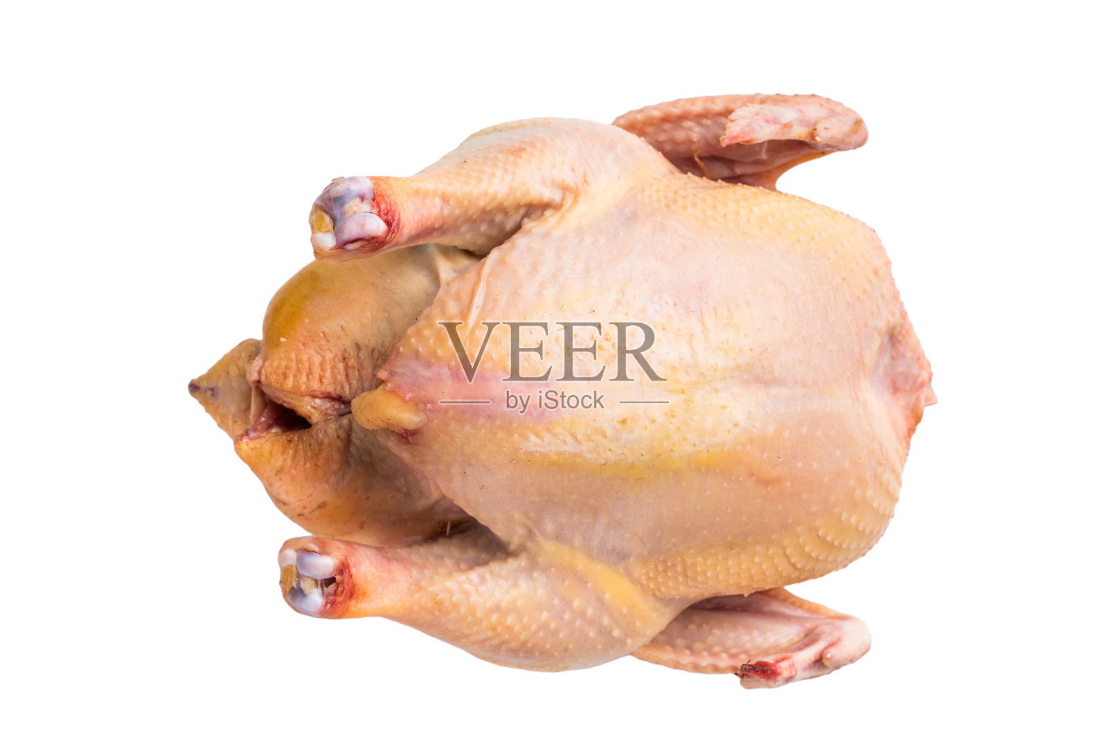 生生态农场鸡尸体在白色背景上的切菜板上照片摄影图片