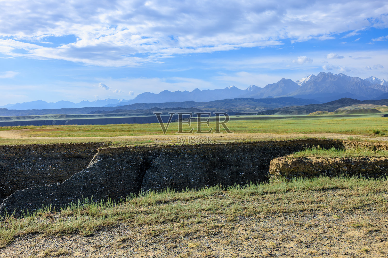 新疆安集海大峡谷的碎石路和风化山脉自然景观照片摄影图片