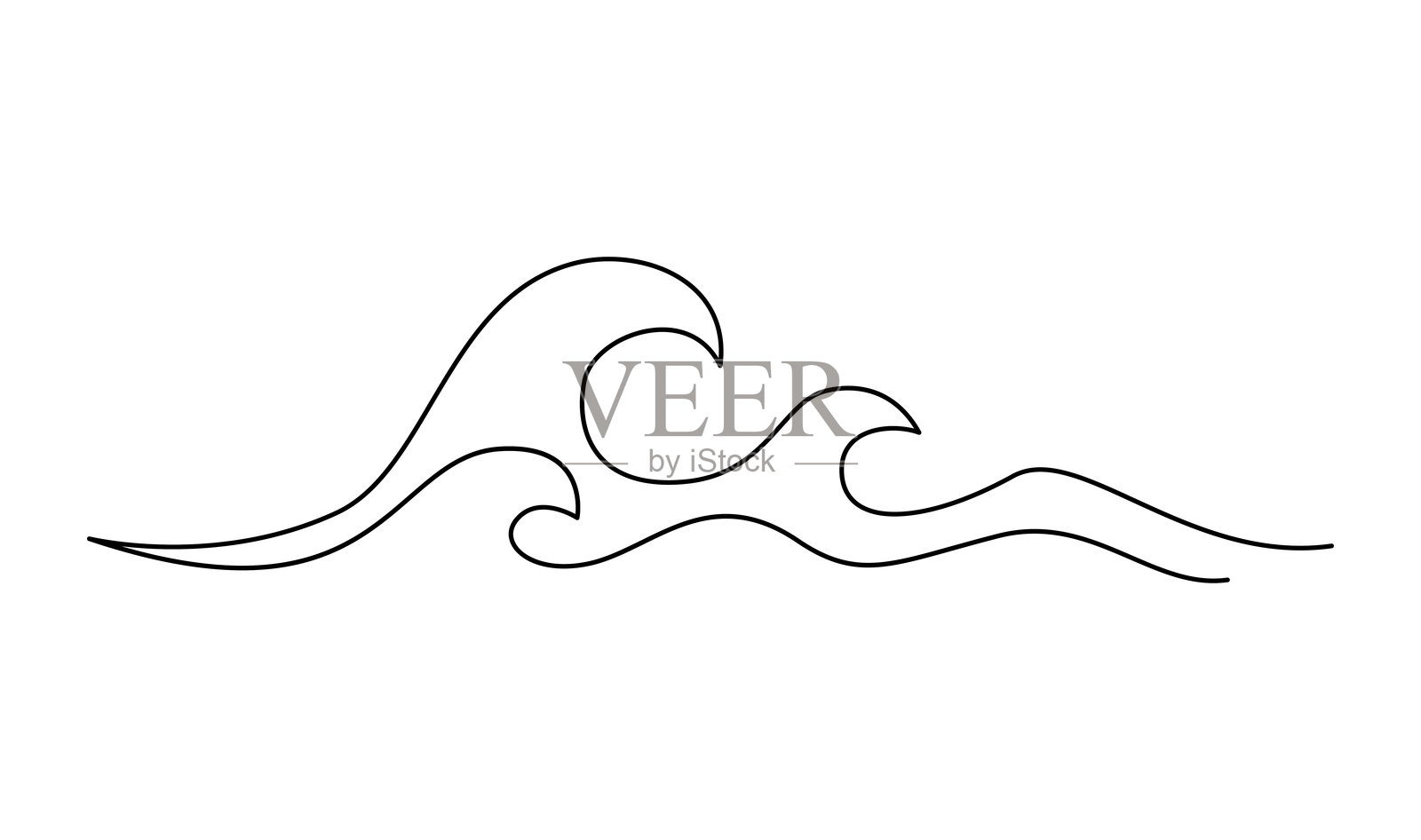 海洋海浪一笔画艺术连续线条插画图片素材