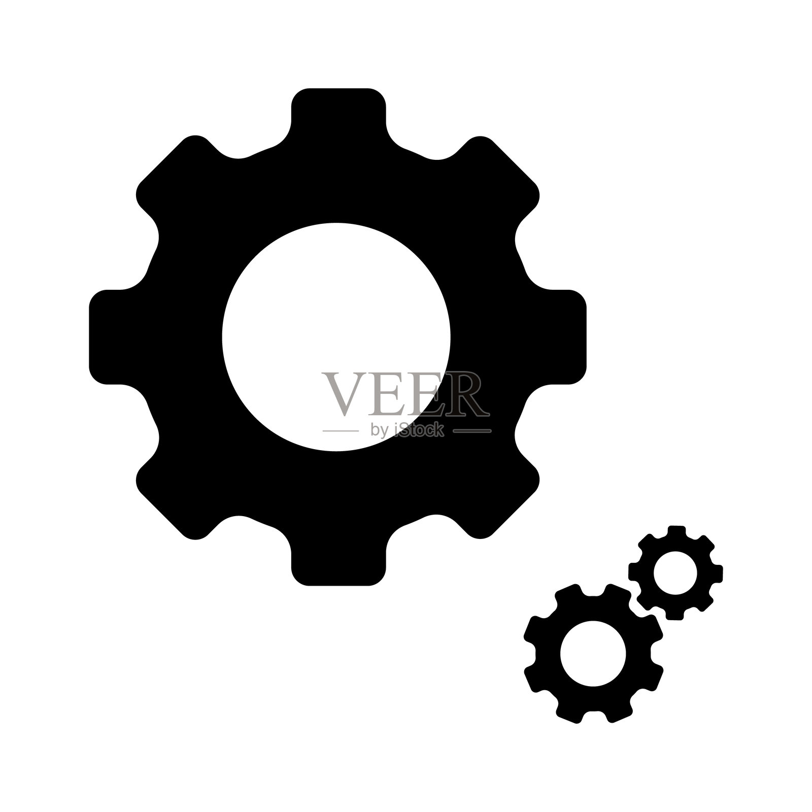 设置图标与附加齿轮图标，网页扁平设计的符号插画图片素材