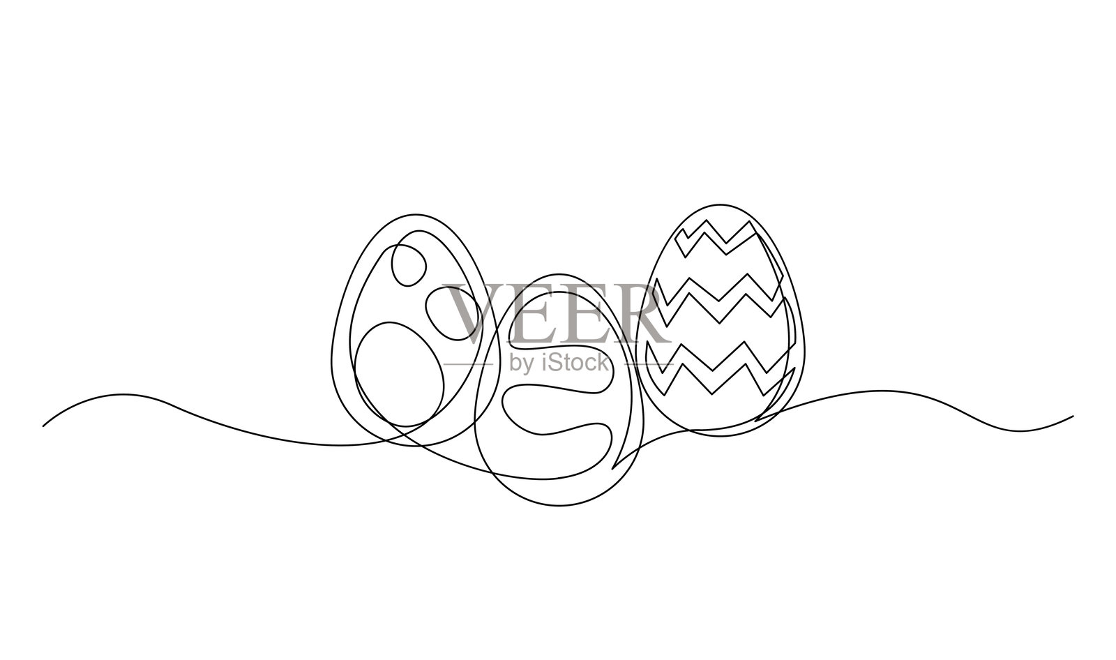 一笔画的复活节彩蛋插图插画图片素材