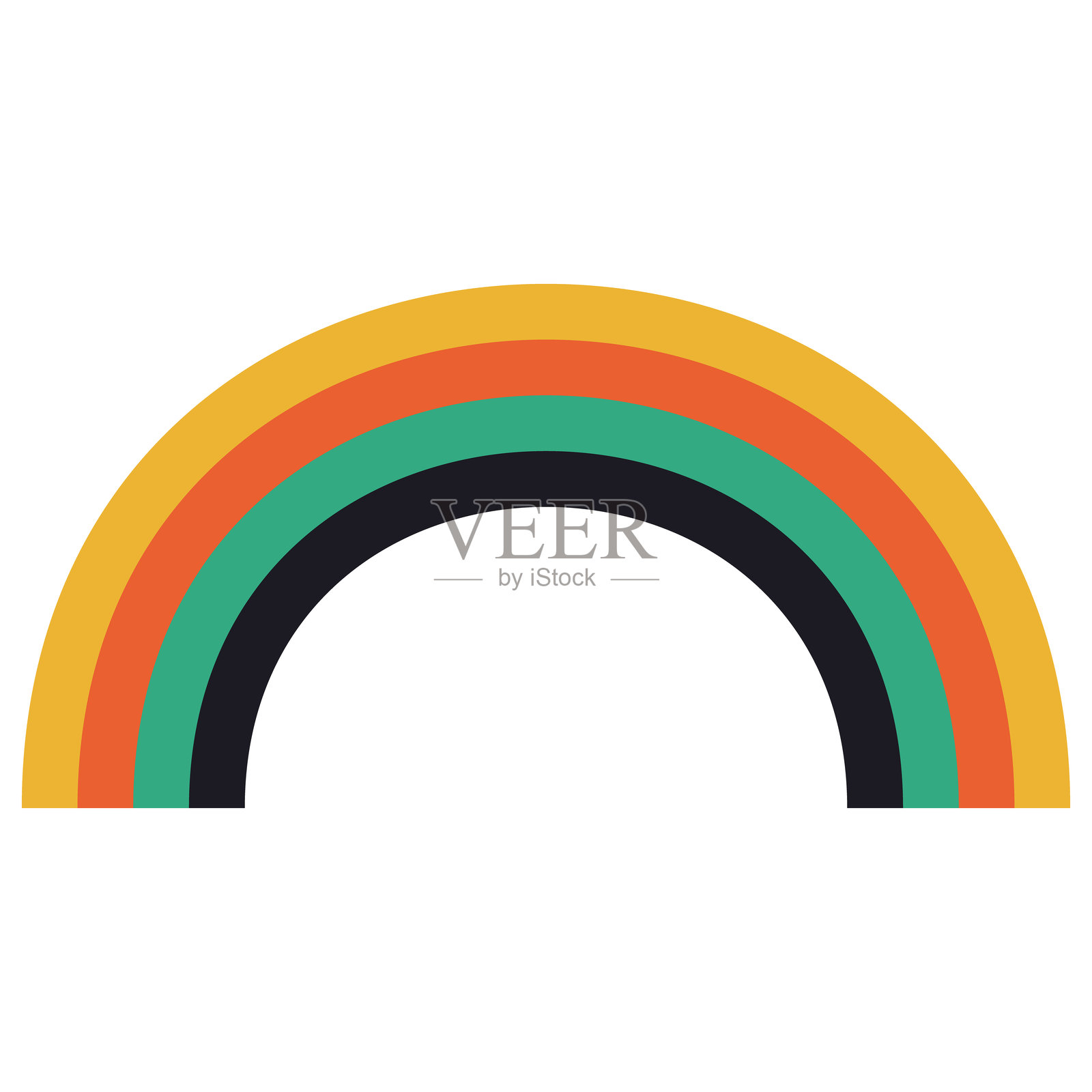 复古风格的炫彩彩虹贴纸。矢量插图。插画图片素材