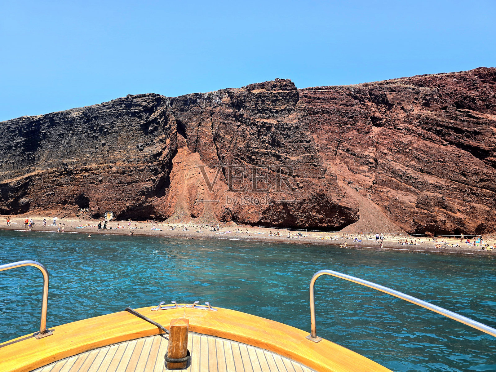 圣托里尼的船游照片摄影图片