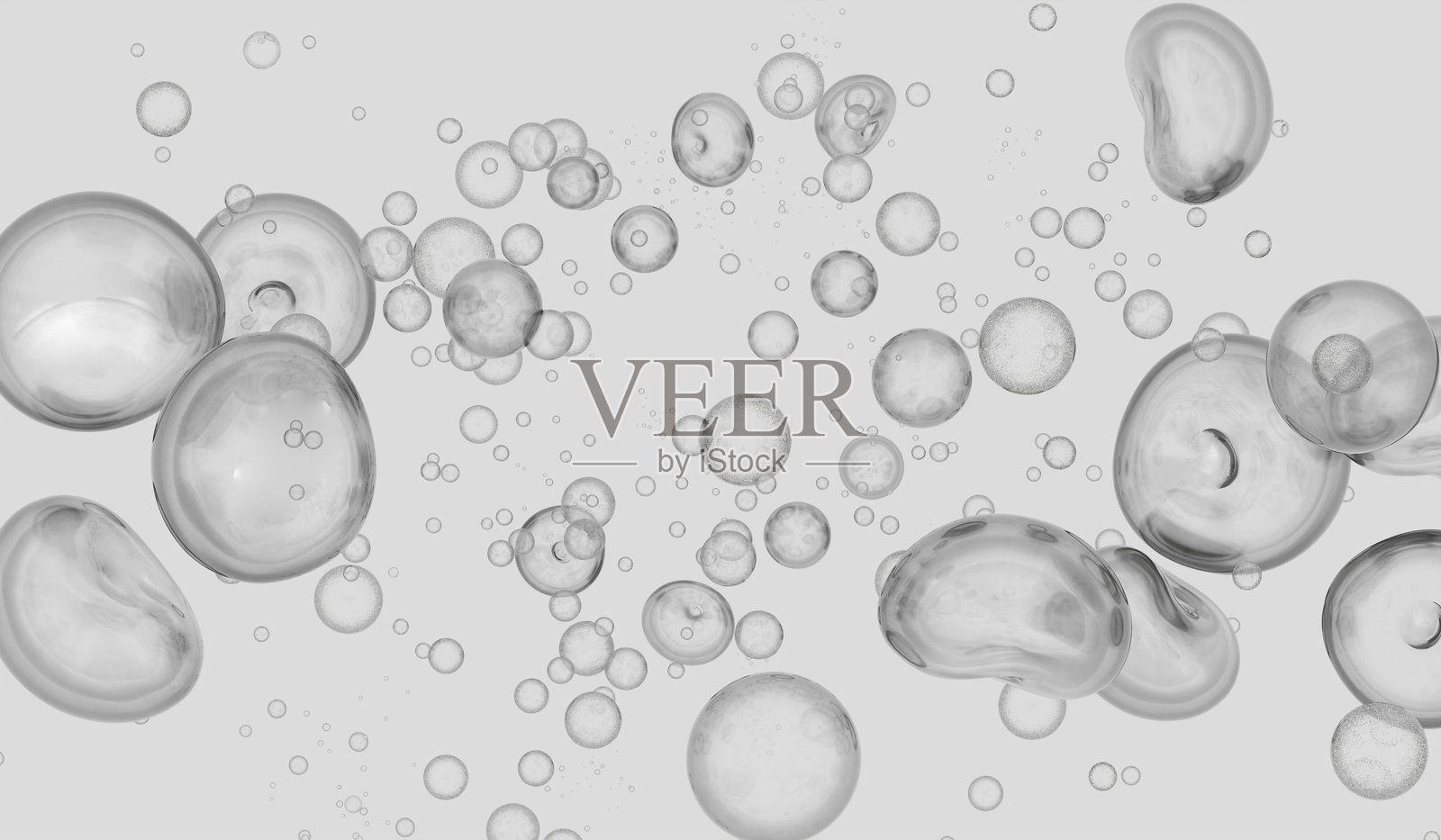 水滴，液体，悬浮在空中的液体团块，无形，3D插图，液体照片摄影图片