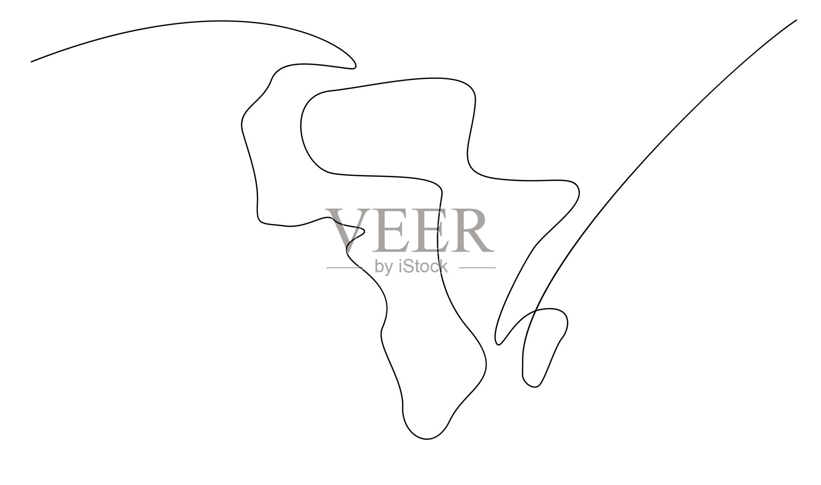 一幅非洲地图的连续线条绘画插图插画图片素材