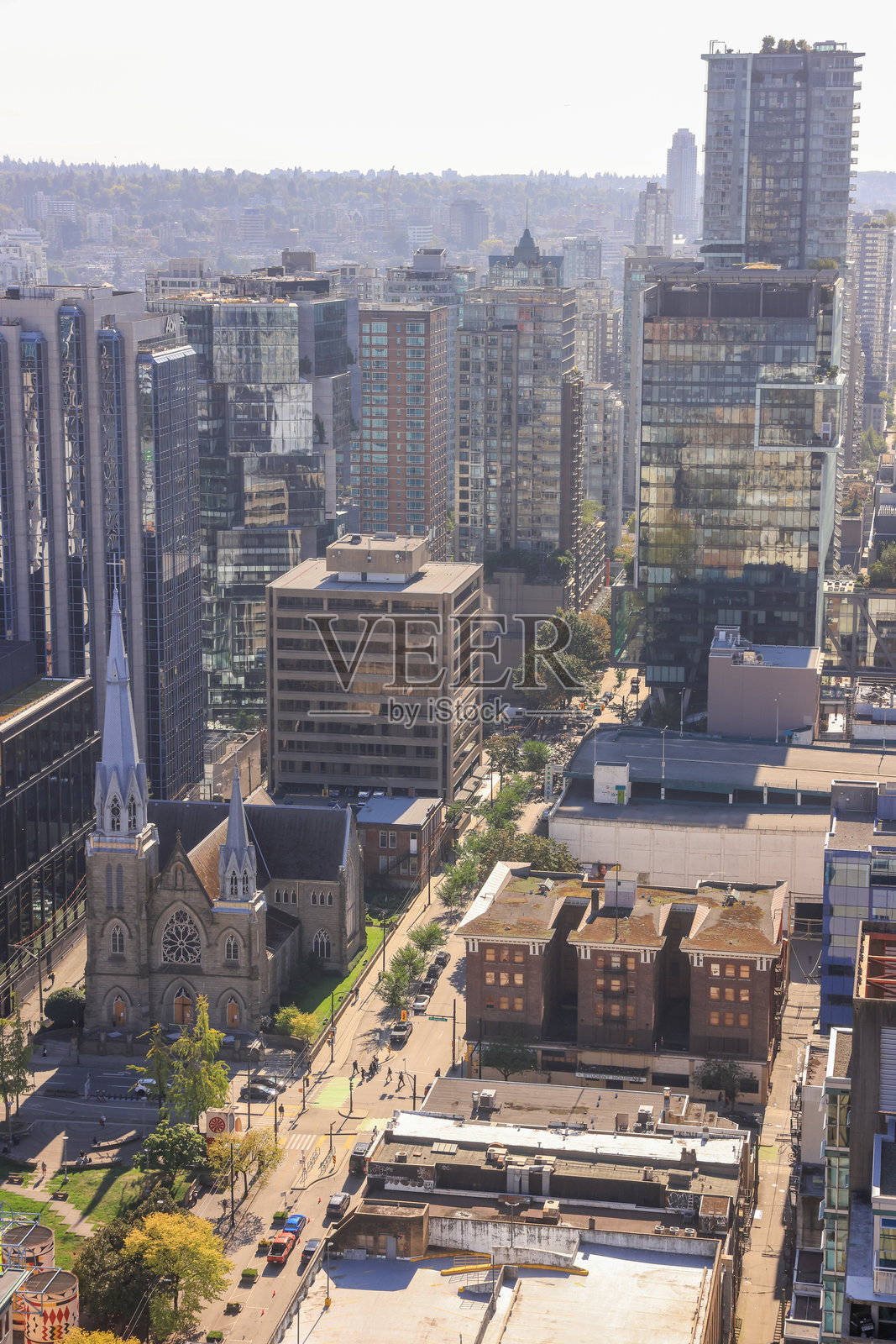 温哥华市中心的鸟瞰图照片摄影图片