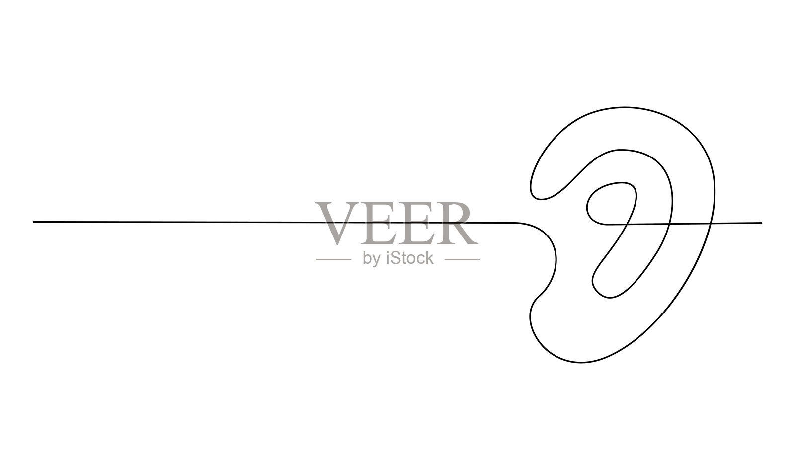 人耳连续一笔画。世界聋人日单线概念插画图片素材