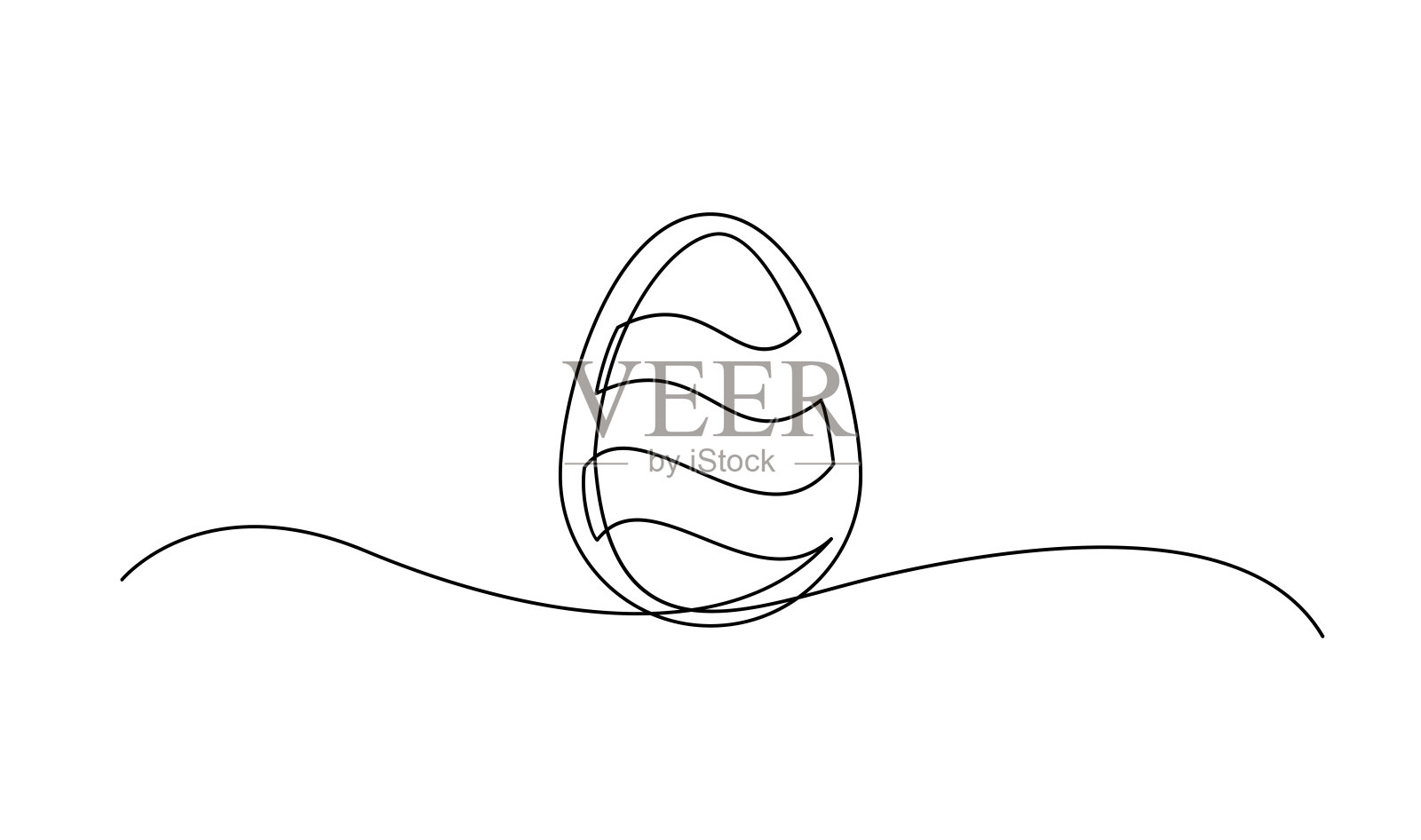 一幅连续线条绘制的复活节彩蛋插图插画图片素材