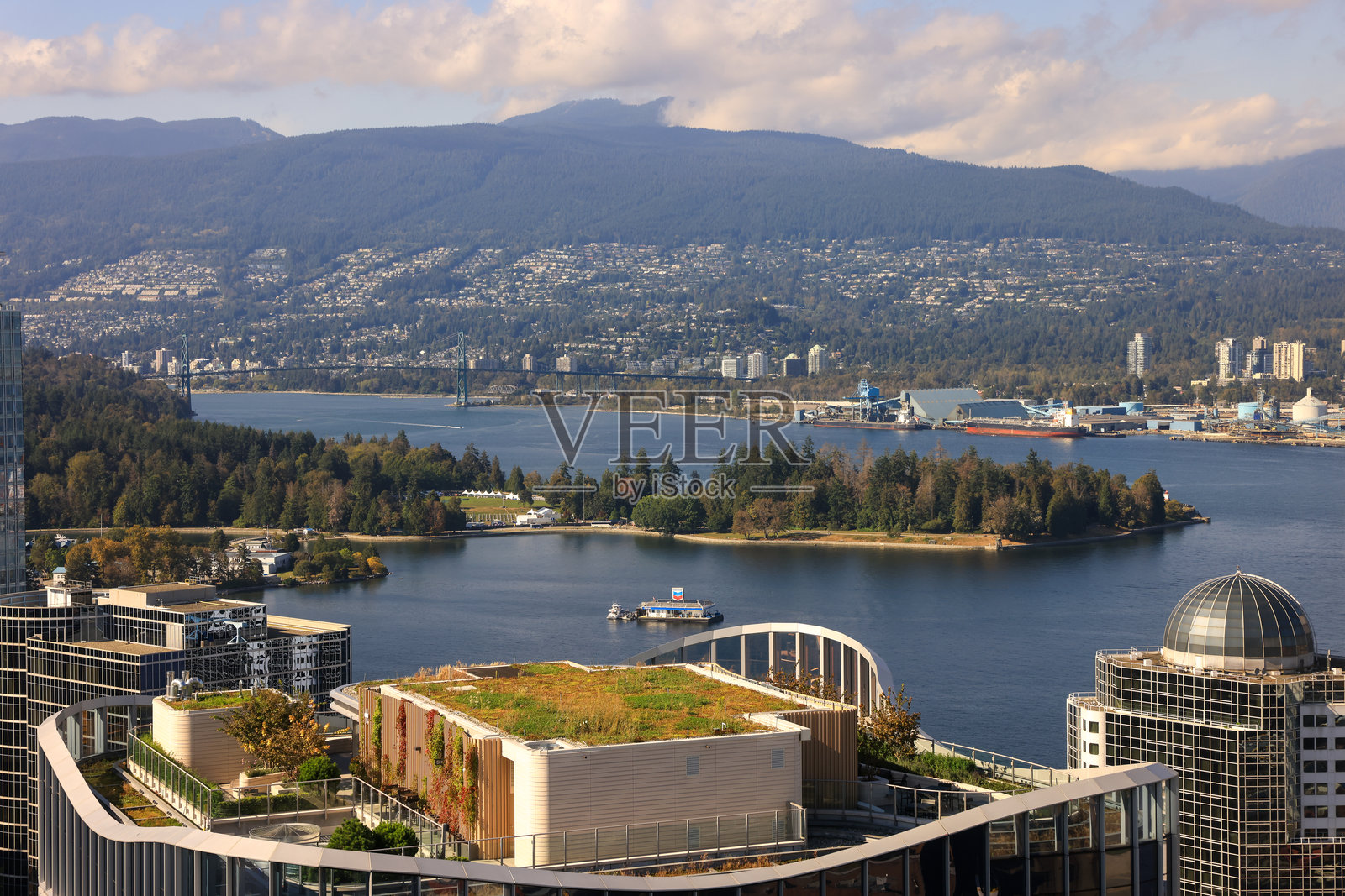 温哥华斯坦利公园的鸟瞰图照片摄影图片