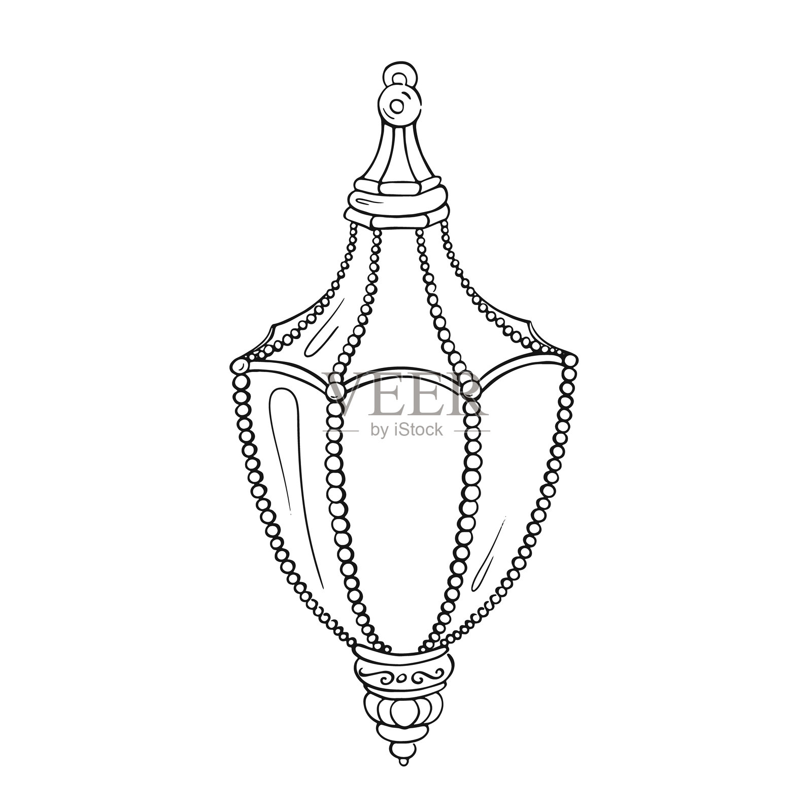 灯笼圣诞树玩具。复古墨线风格的圣诞插图。非常适合季节性冬季装饰、新年包装和涂色书、明信片。插画图片素材