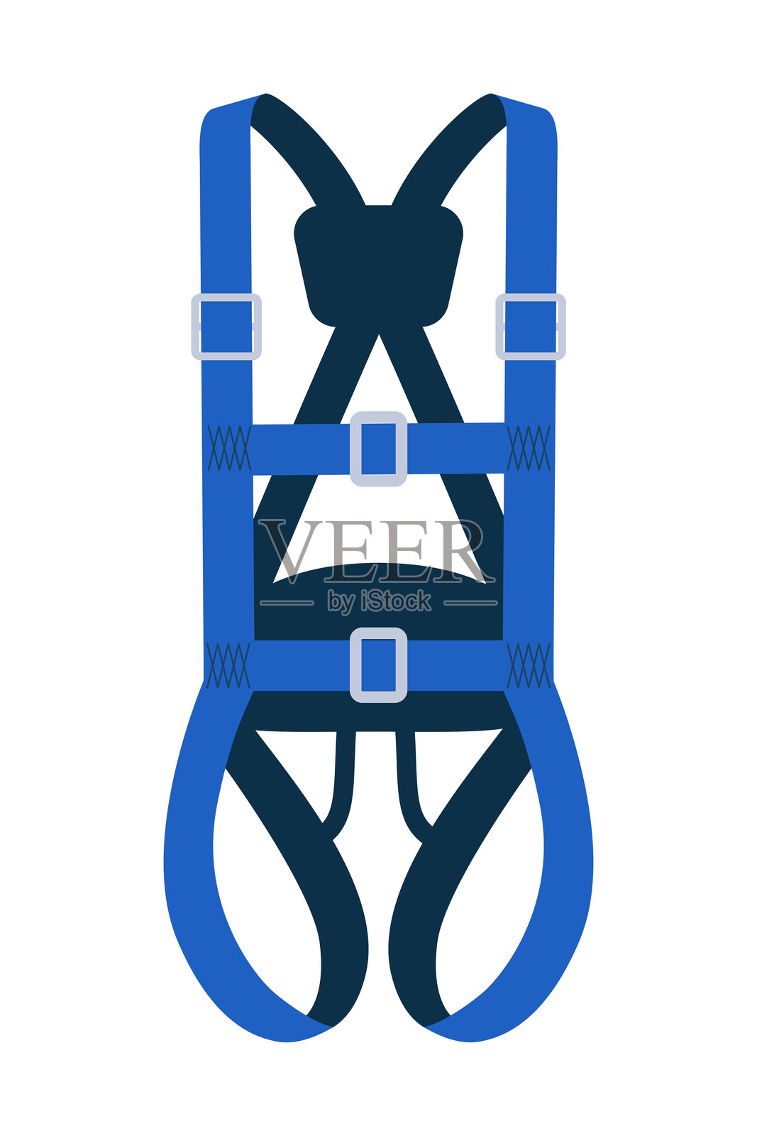 全身安全带。攀岩安全带，工作装备，运动风险。高空作业的安全防护装备，以避免坠落。防坠落保护。矢量插图。插画图片素材