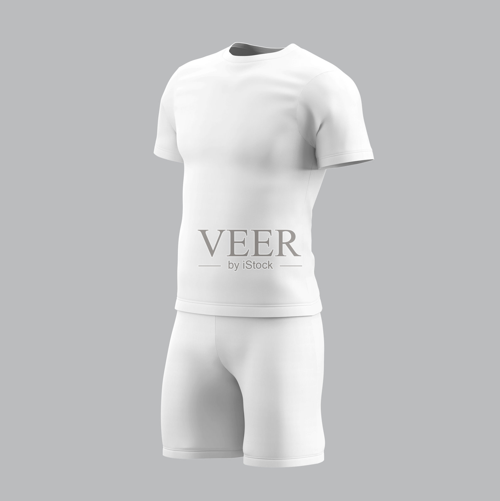 空白足球运动员制服正面和背面视图，白色背景上的足球球衣样机，3D插图，3D渲染照片摄影图片