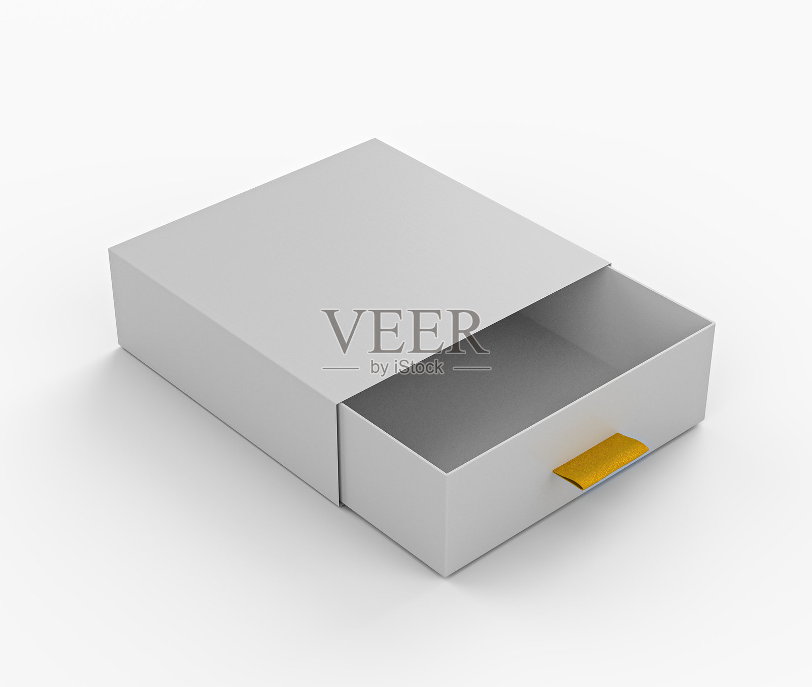 银色首饰盒，带有打开的金色抽屉，用于保护精致的首饰 3D 插图照片摄影图片