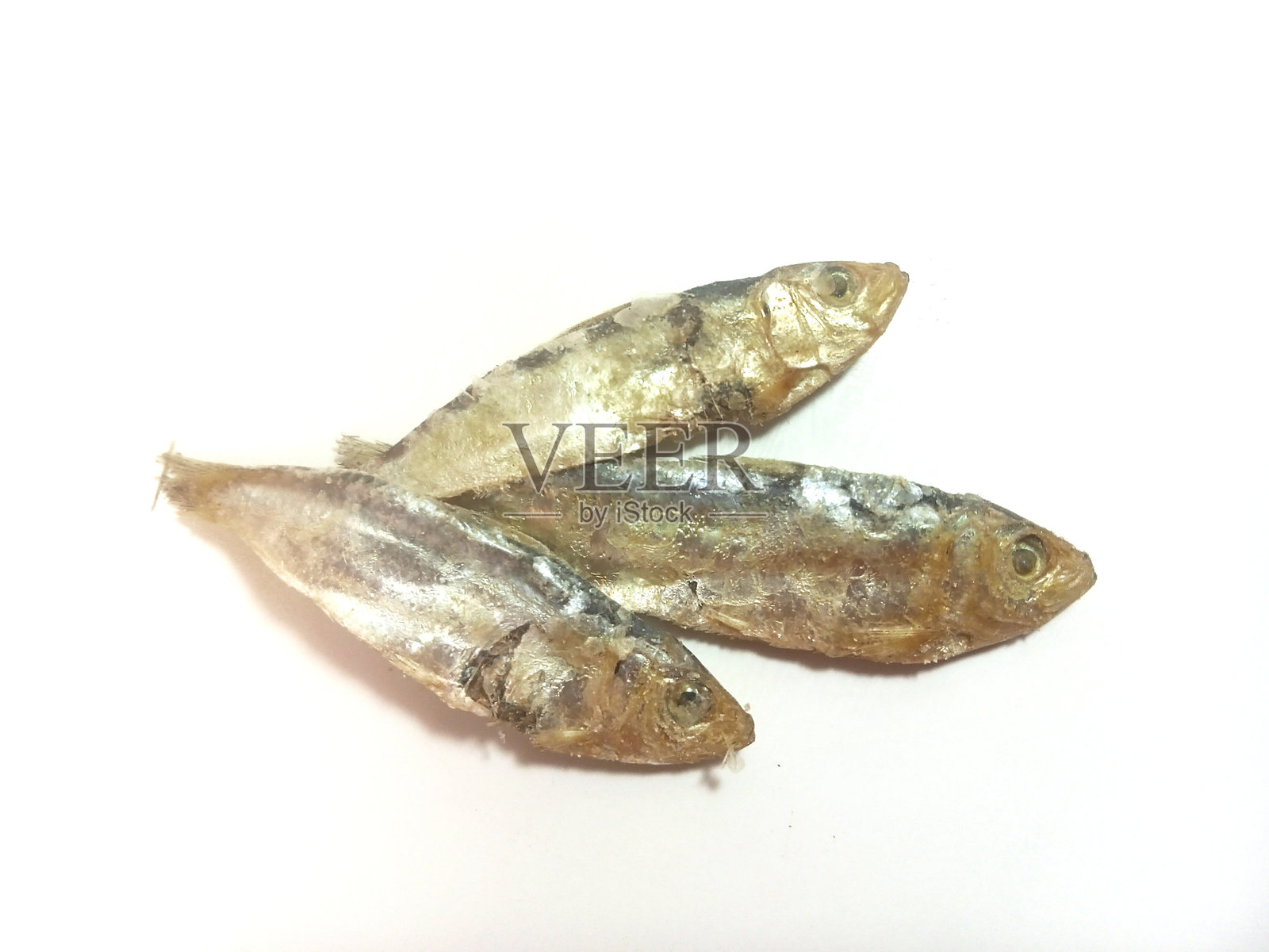 干咸鱼孤立在白色背景上，留有空白空间照片摄影图片
