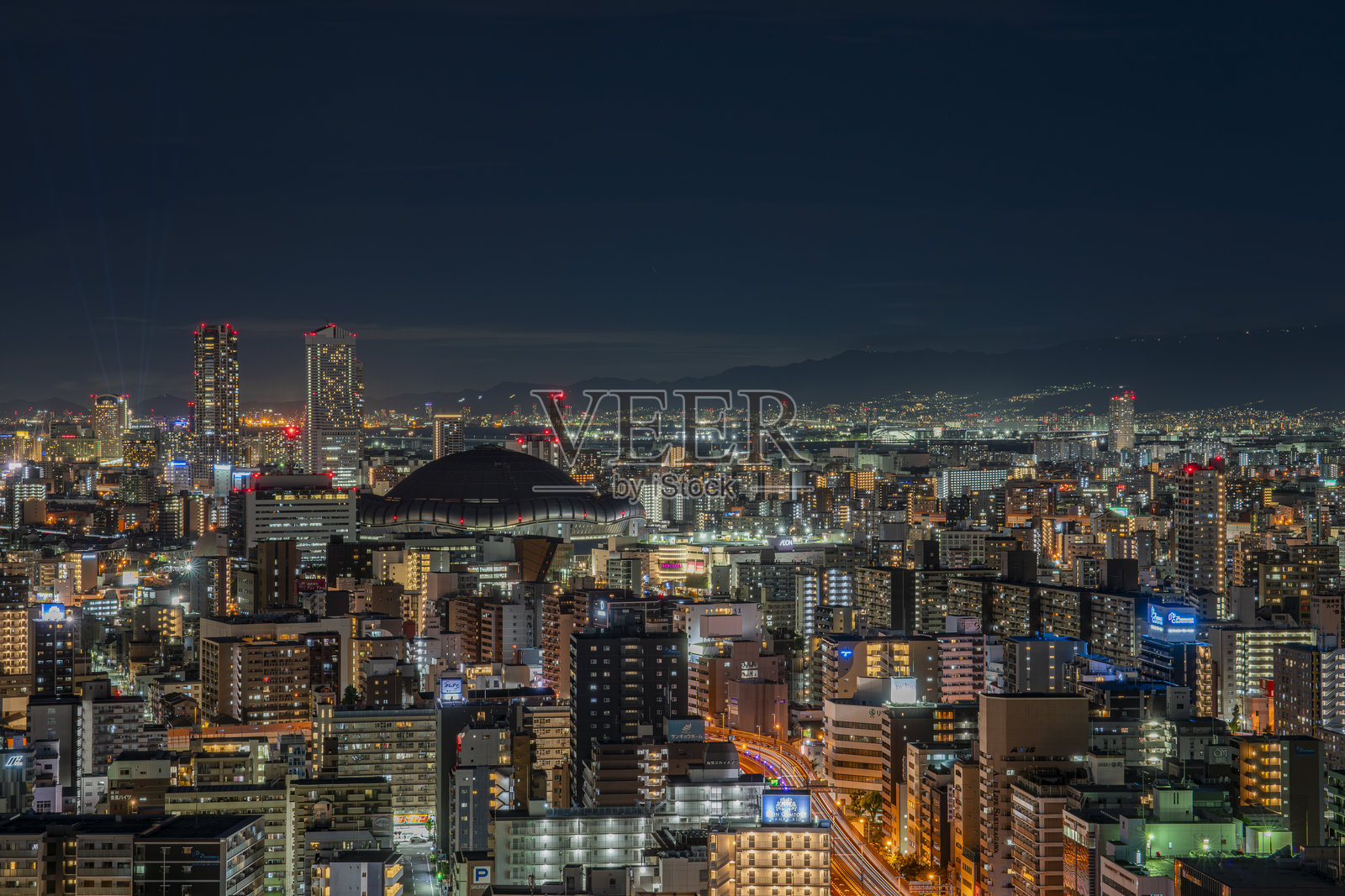 大阪夜景天际线照片摄影图片